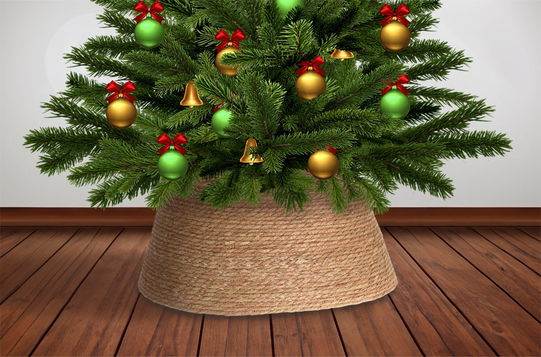 Spetebo Weihnachtsbaumdecke Weihnachtsbaumrock aus Seegras natur - 56 cm, Abdeckung für den Christbaum Ständer