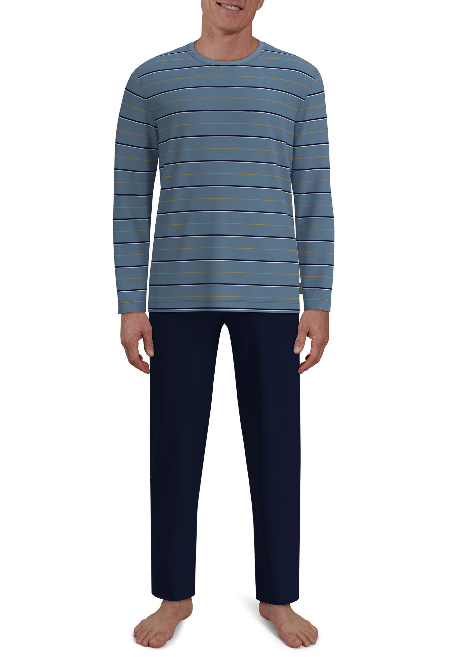 Pyjama CECEBA Herren Pyjama blau quergestreift