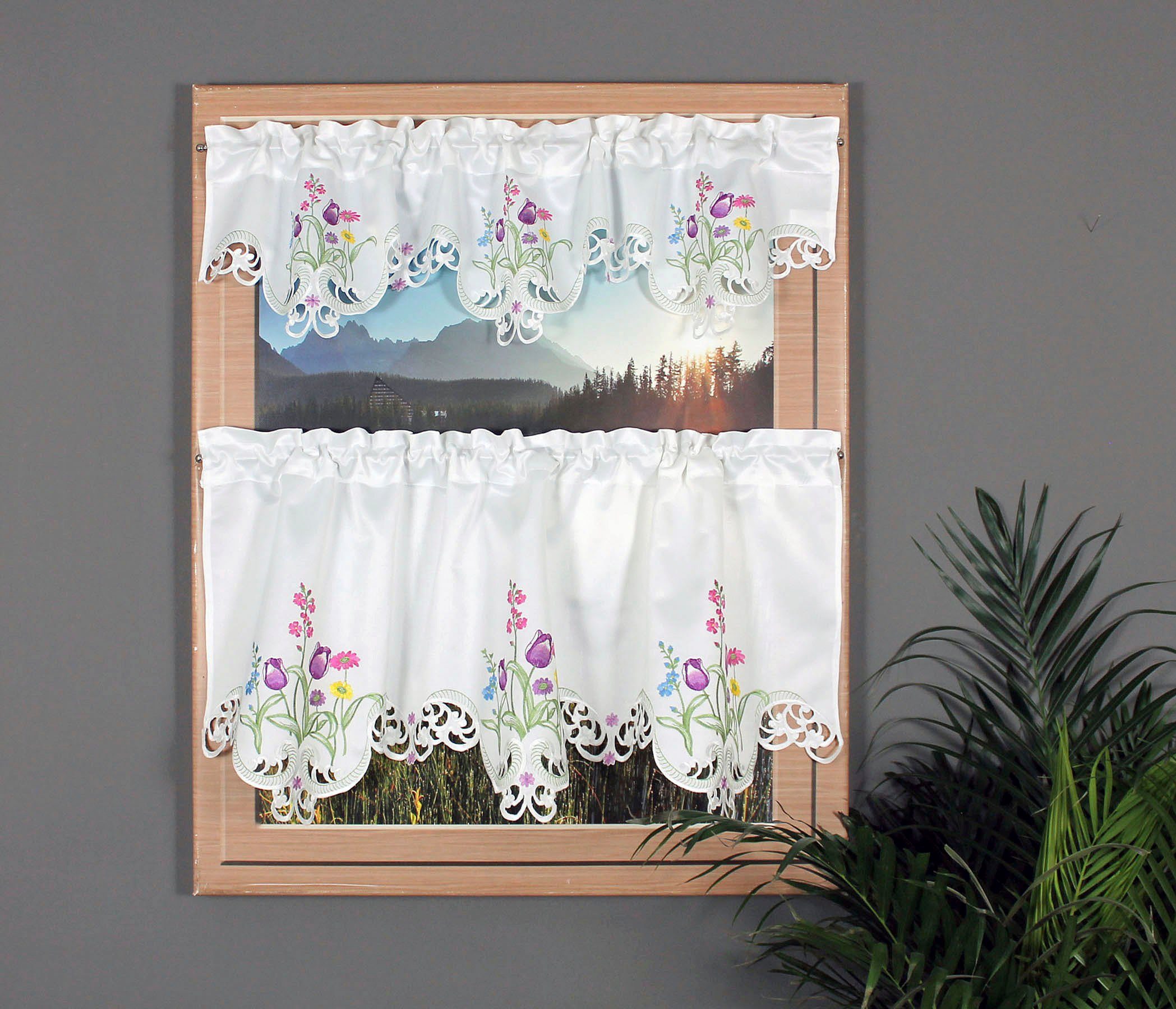 HOSSNER - ART OF HOME DECO Querbehang Blumensee (1 St), Stangendurchzug, blickdicht, Ausbrenner, m. Cut-Outs