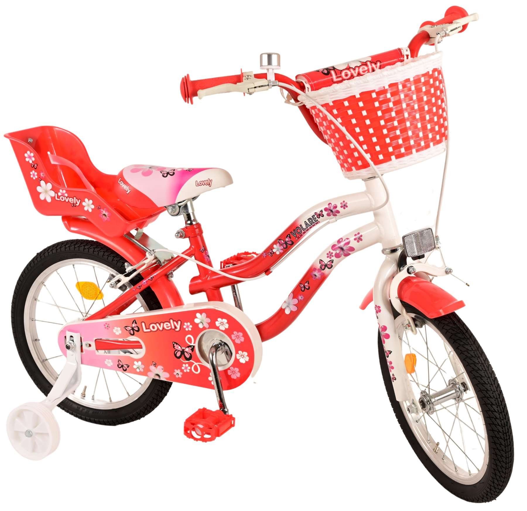 TPFSports Kinderfahrrad Volare Lovely mit 2 Handbremsen, 1 Gang, (Mädchen Fahrrad - Rutschfeste Sicherheitsgriffe), Kinder Fahrrad 16 Zoll mit Stützräder Laufrad Mädchen Kinderrad | Kinderfahrräder