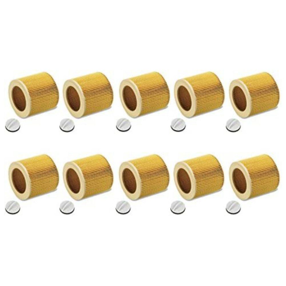 M&M Smartek Patronenfilter für Kärcher Nass-/Trockensauger WD, MV 6.414-552.0, für Kärcher MV2 MV3 WD2 WD3 A2204 A2254 A2101 A2201 WD2,200 WD300 P WD 3.200, (Spar-Set, 10-St., 1x - 10x Filter inkl. Verschlusskappe), waschbar & daher leicht zu Reinigen, inklusive Verschlusskappe