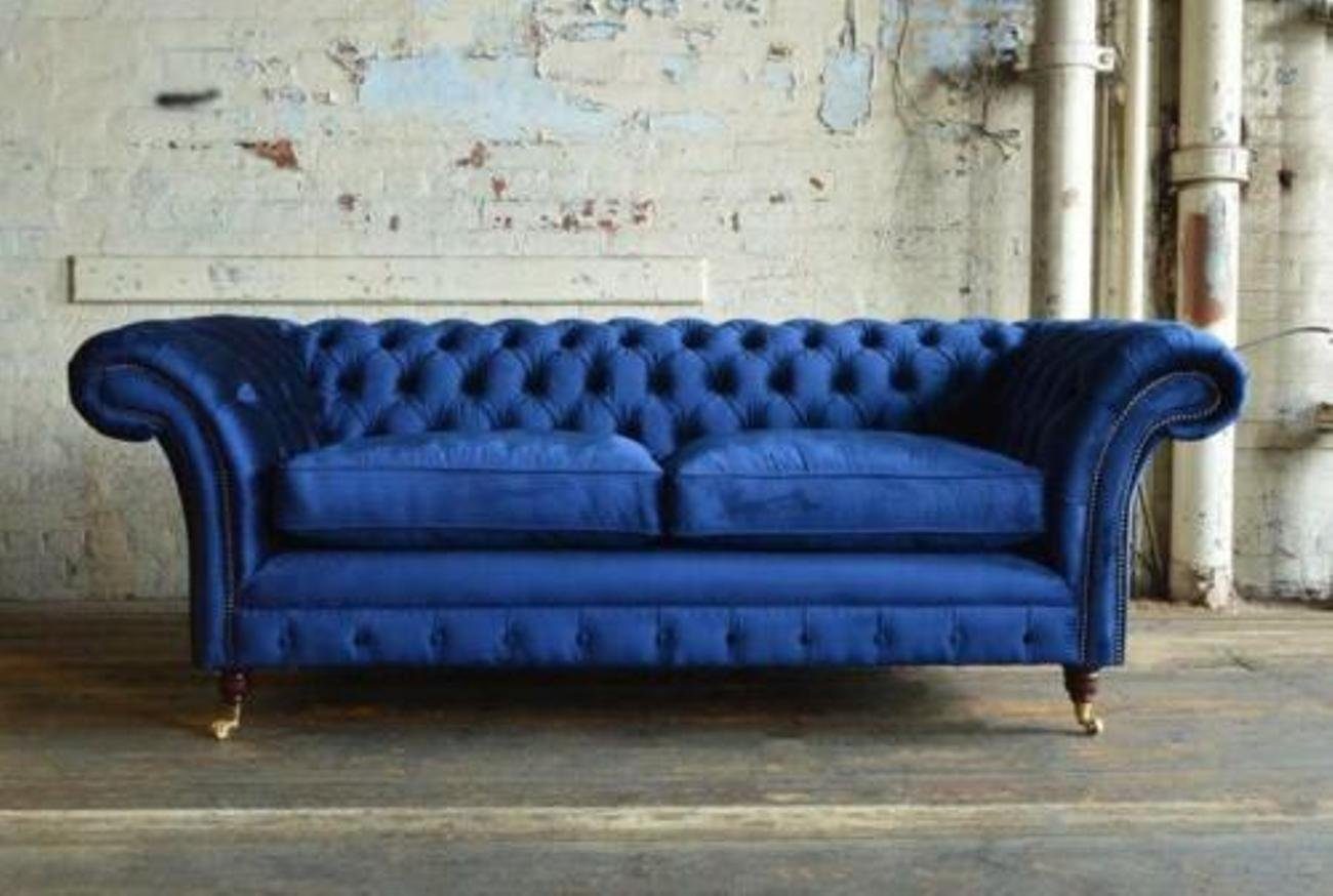 JVmoebel 3-Sitzer Made 3 Sofa Europe Textil XXL Polster Blau, Garnitur in Sitzer Chesterfield Couch Big