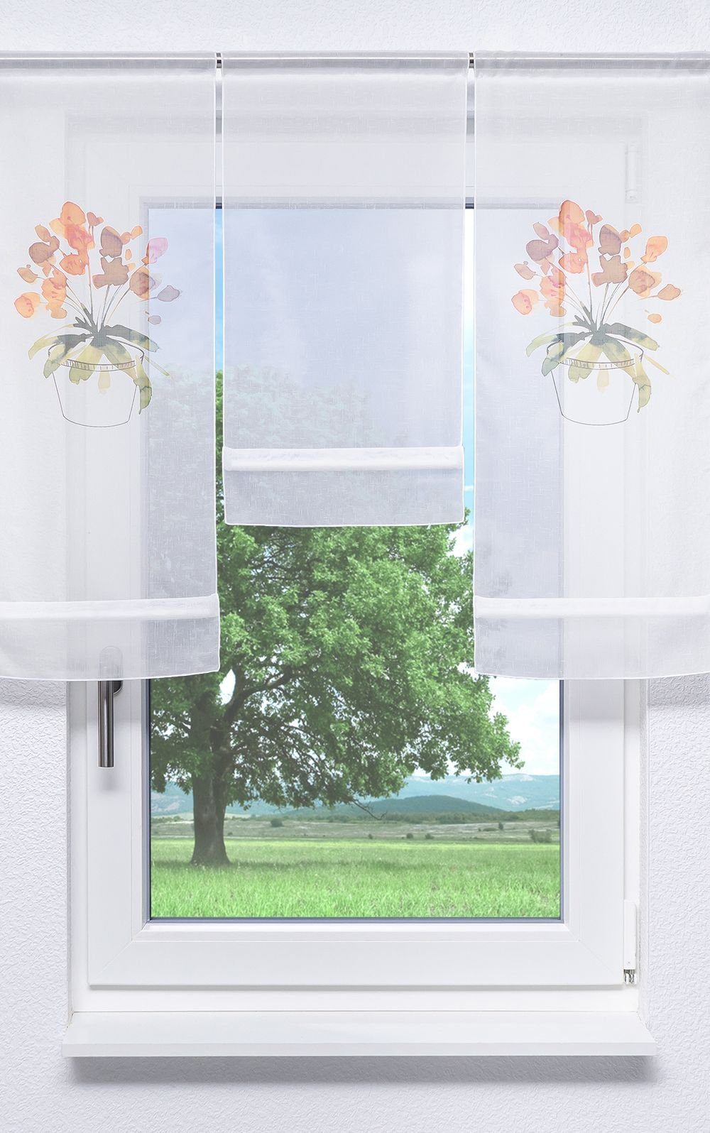 Scheibengardine SET Scheibenhänger Mini FLV (1 transparent, 80x30cm St), HxB LYSEL®, Loberia