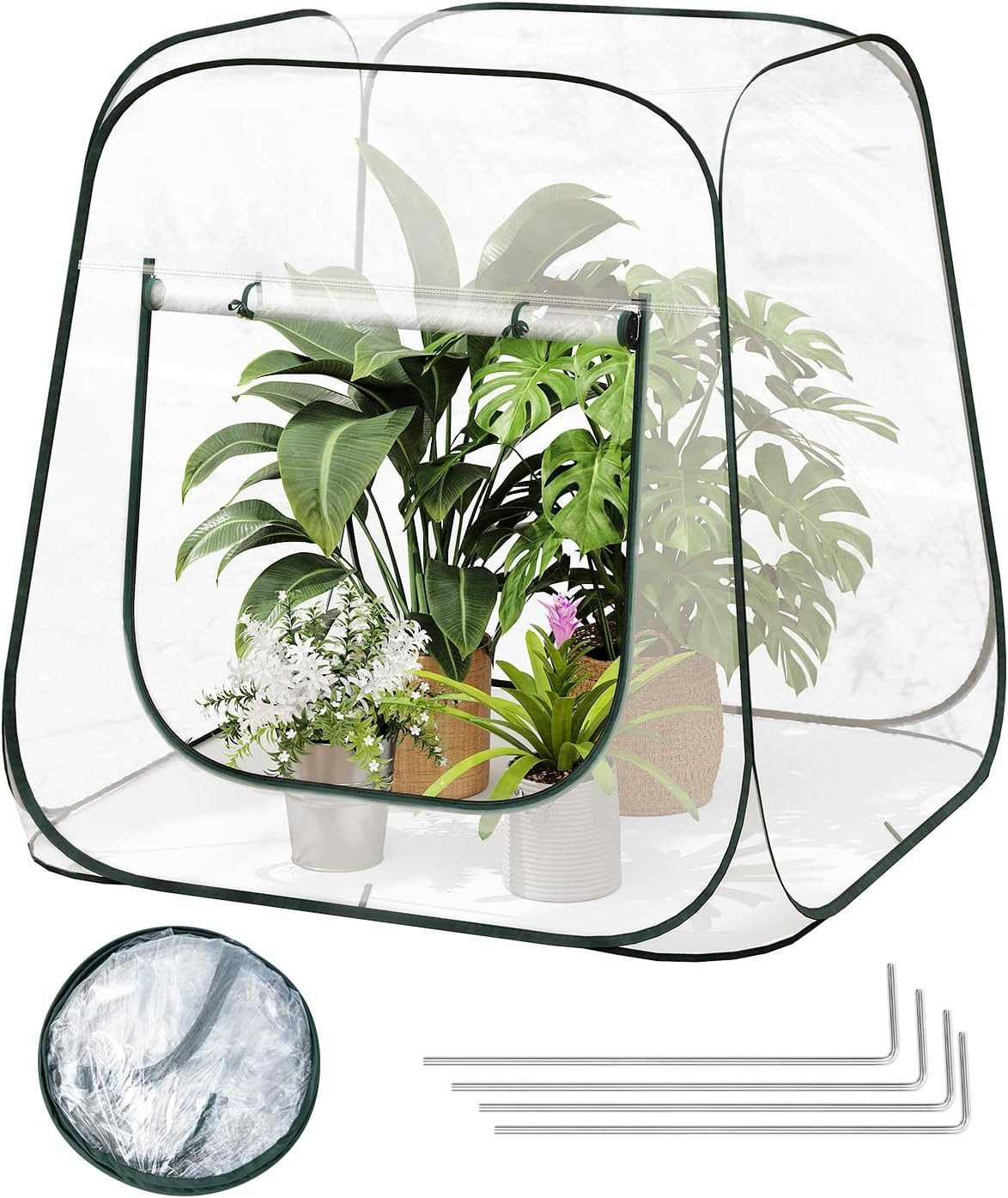 Woltu Gewächshaus, Pop Up, Mini Überwinterungszelt für Pflanzen, 100x100x97 cm