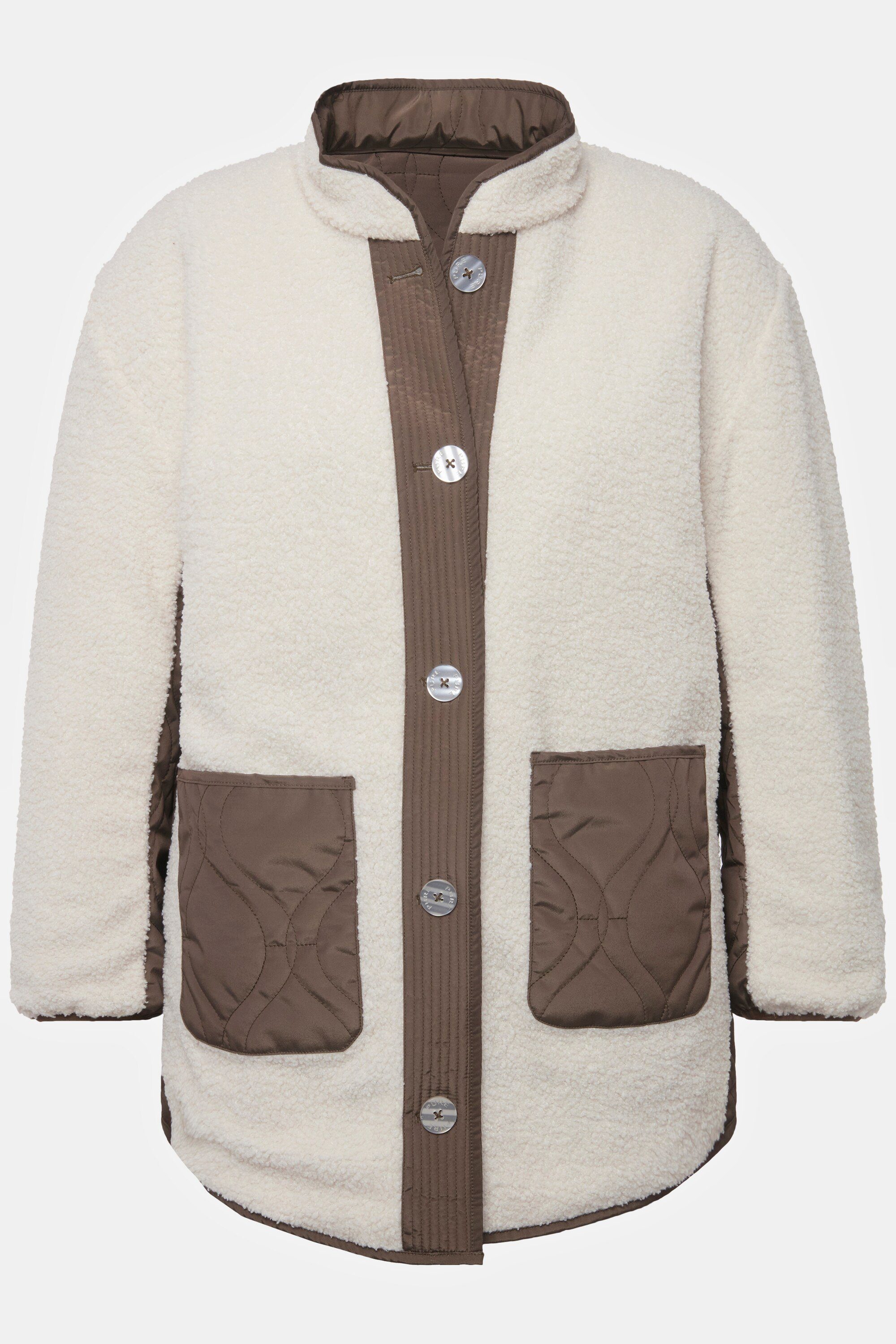 Ulla Popken Steppjacke Wendejacke Stepp/Teddyfleece Stekragen recycelt