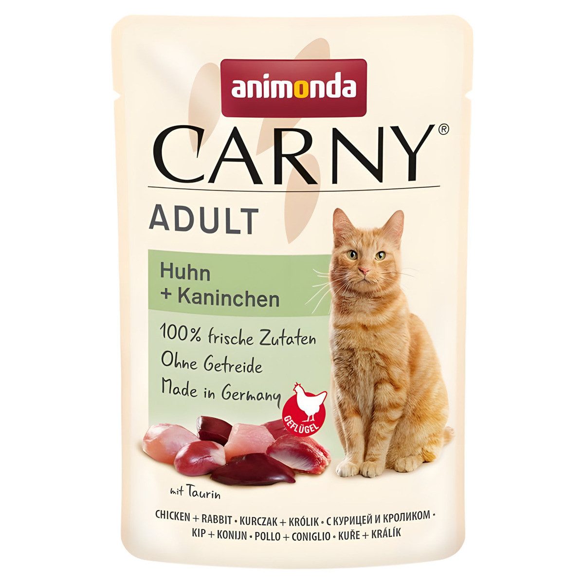 Animonda Carny Adult mit Huhn & Kaninchen 85 g - 12 Stück, Nassfutter für: Katze