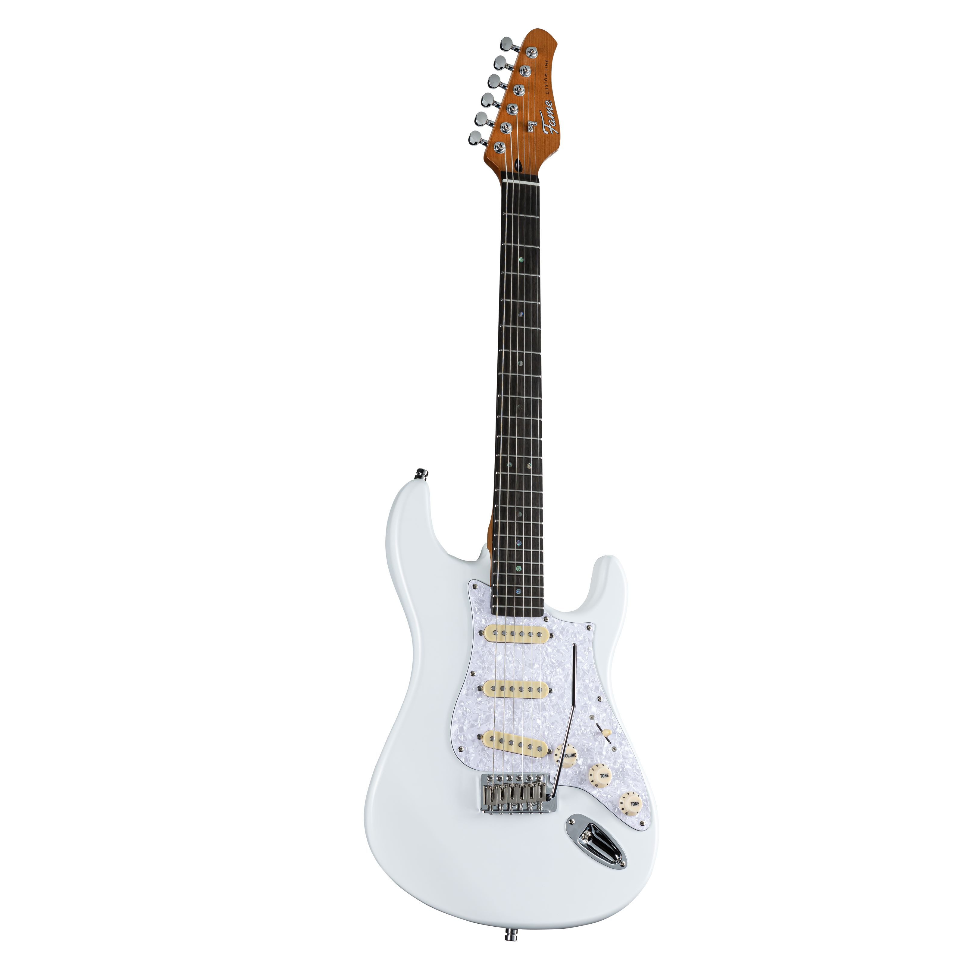 FAME E-Gitarre, E-Gitarren, ST-Modelle, Custom ST SSS RW White - E-Gitarre