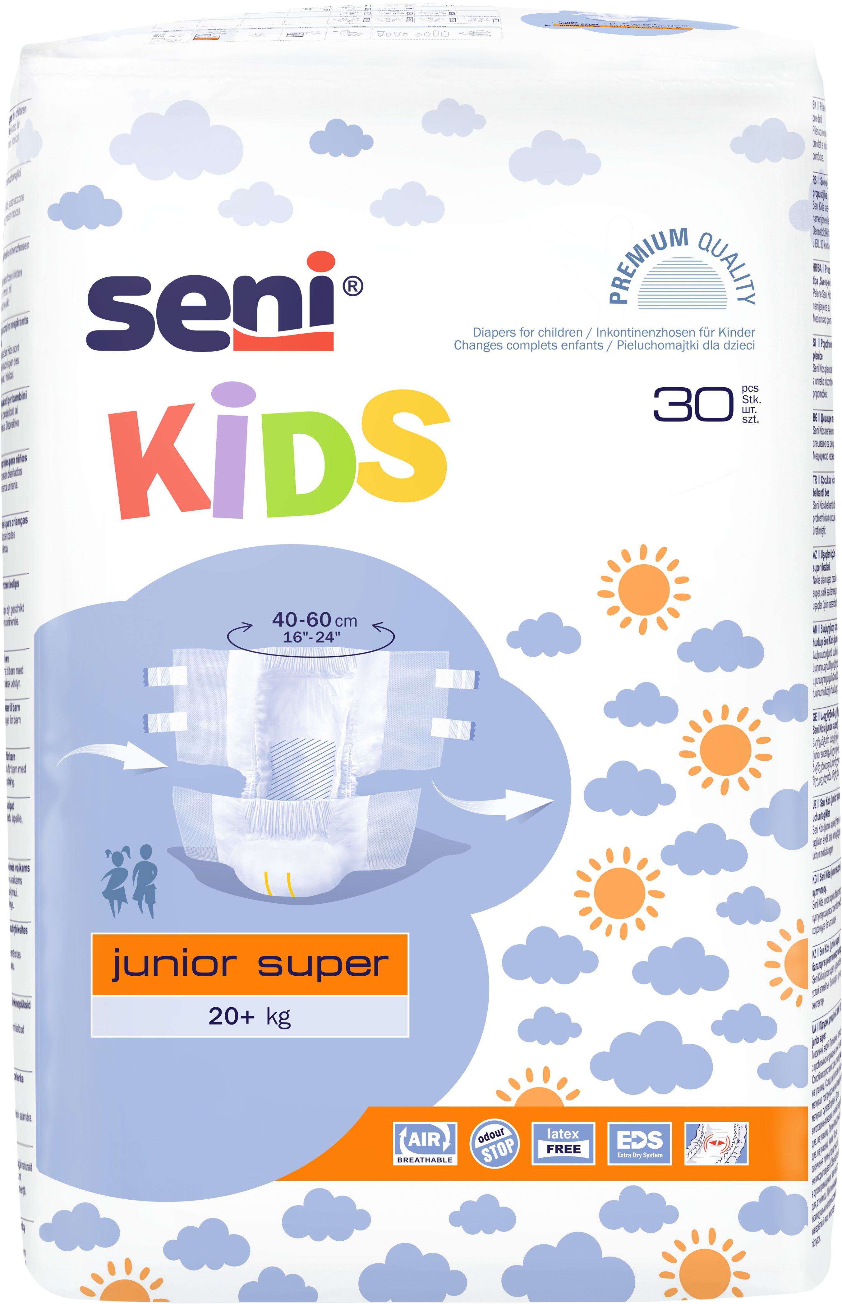 seni Inkontinenz-Pants Seni Kids Junior Super 4x 30 Stück, 1350 ml, 11 bis 20kg Gr.