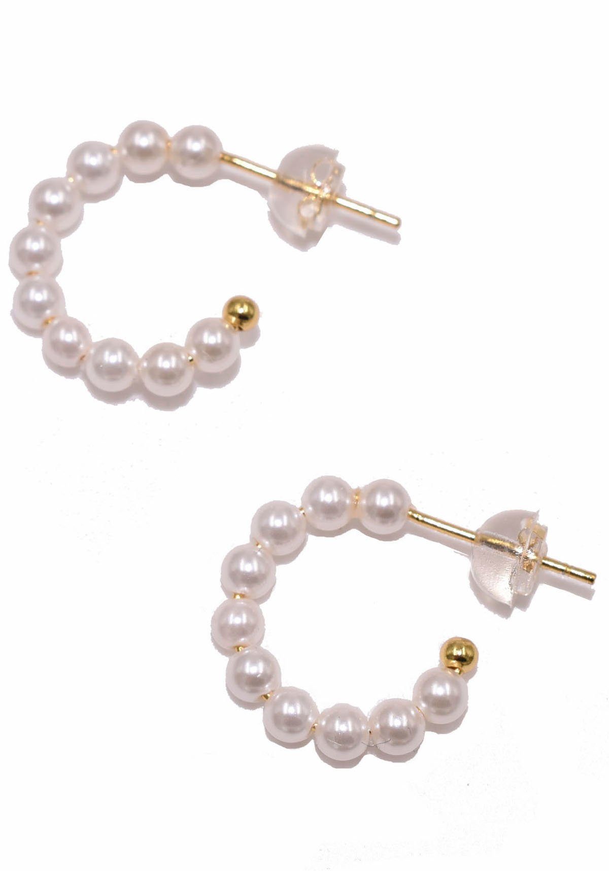 Firetti Paar Creolen Schmuck Geschenk, Ohrschmuck Perle, Made in Germany - mit Süßwasserzuchtperle