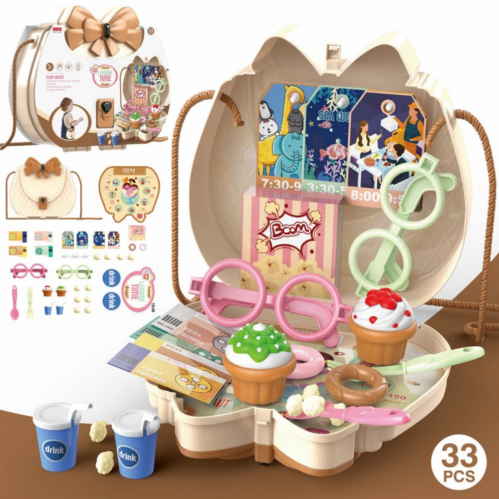 Lernspielzeug Spielzeug-Umhängetasche, Geschirr, Make-up, Schmuck & Rollenspiel-Set