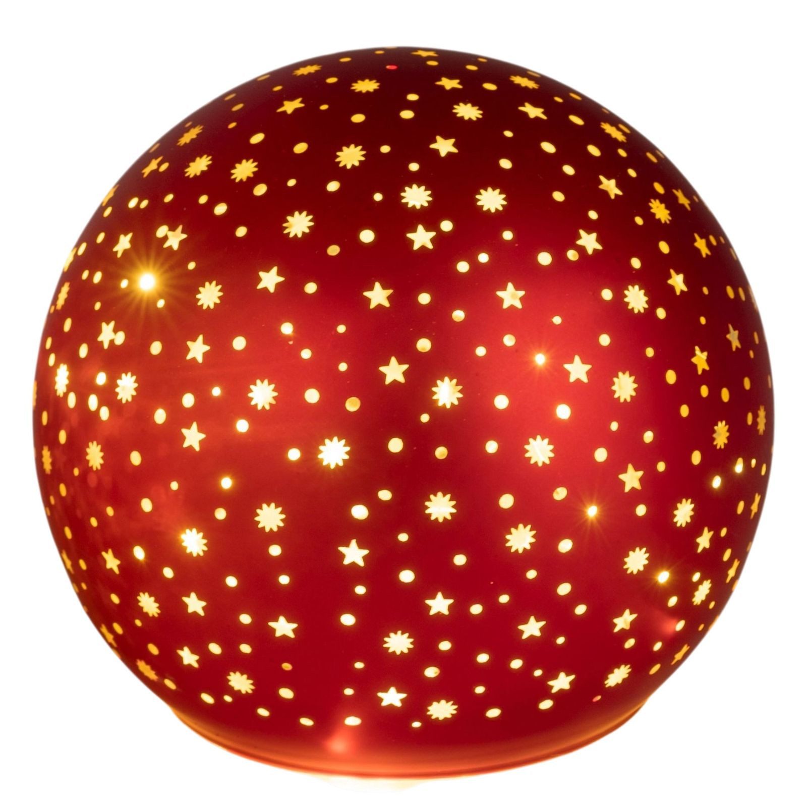 formano LED Dekolicht LED Deko Kugel 12 cm rot Timer 6/18h Sternendekor warmweißem Licht, LED fest integriert