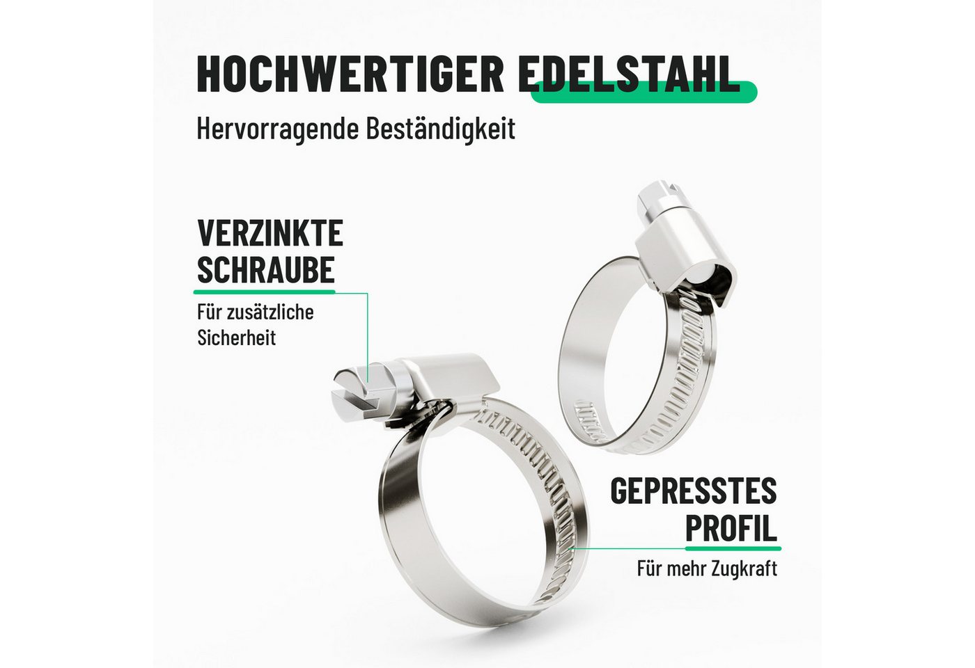Thumbnail - greate. Schlauchschelle 50x Schlauchschellen Edelstahl 16-25 mm - Einstellbare Schlauchschelle, (50-St)