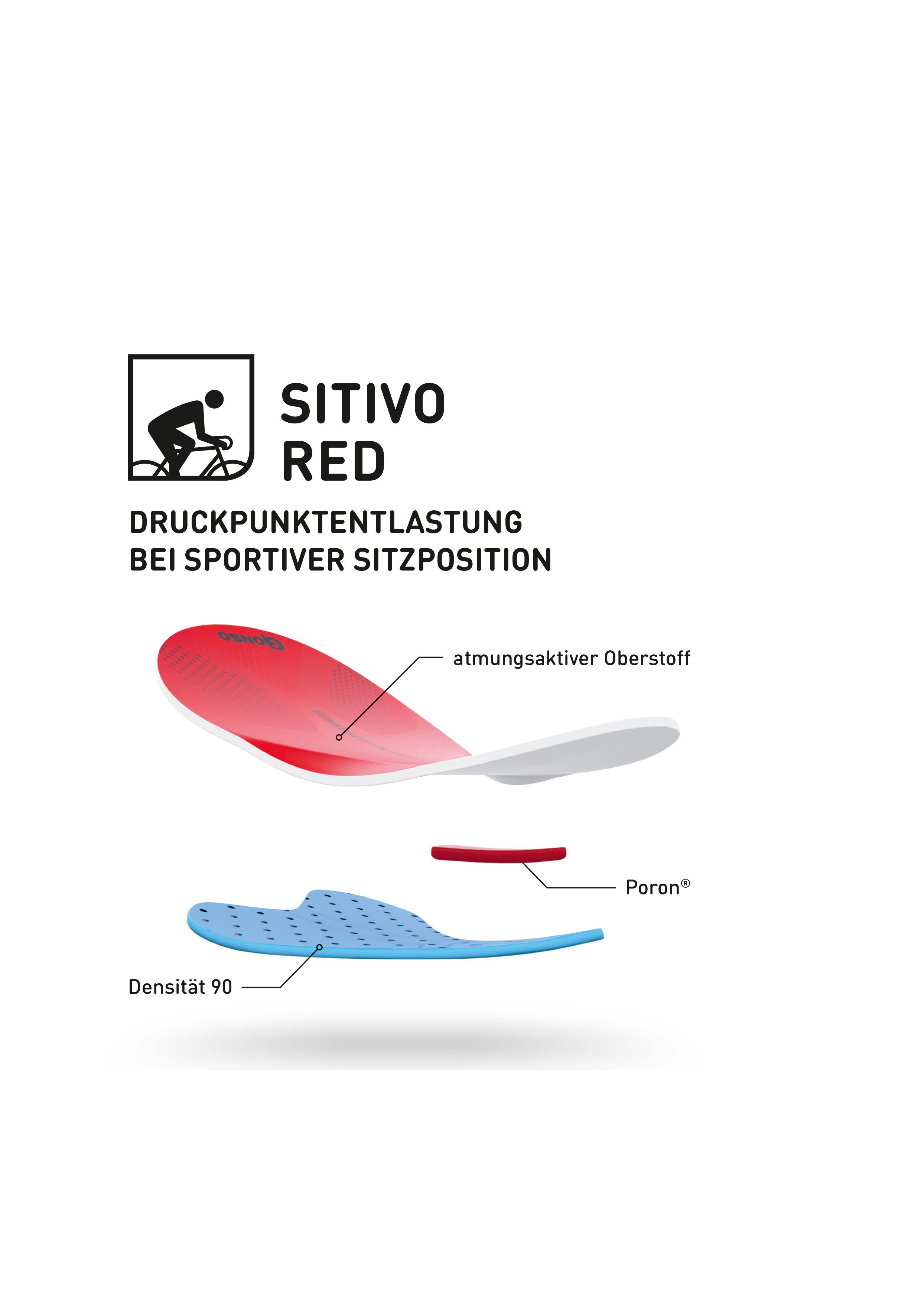 Sitzpolsterkonzept Gonso Rot Fahrradhose Sitivo W innovativem BIB Rennradhose mit