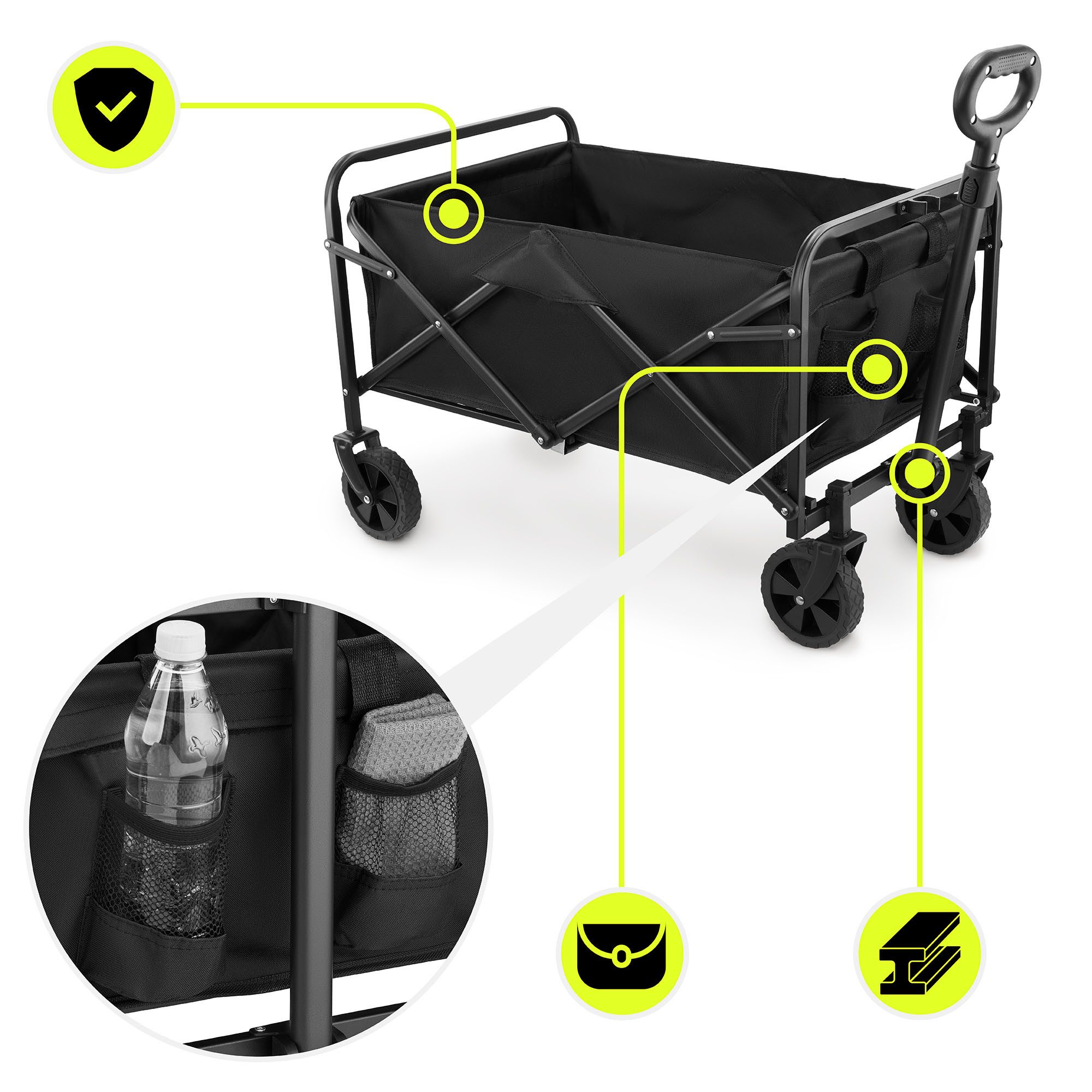 HyperMotion Bollerwagen Klappbarer Bollerwagen, 80 kg Schwarz