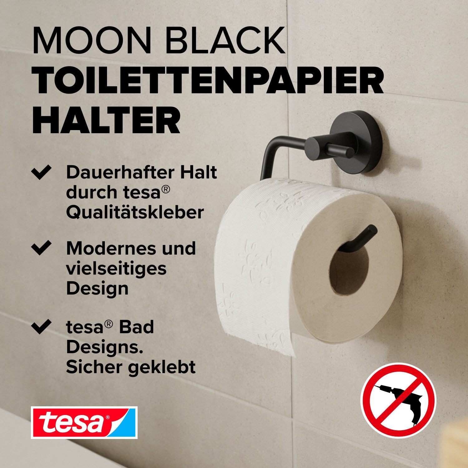 tesa Toilettenpapierhalter MOON Toilettenrollenhalter ohne Bohren günstig online kaufen