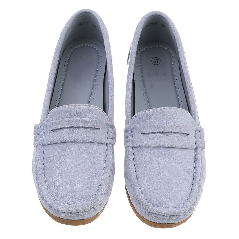 Ital-Design Elegante Mokassins mit Keilabsatz für vielseitige Anlässe Slipper (89319010) Keilabsatz/Wedge Mokassins in Hellblau – Bild 4 von 5