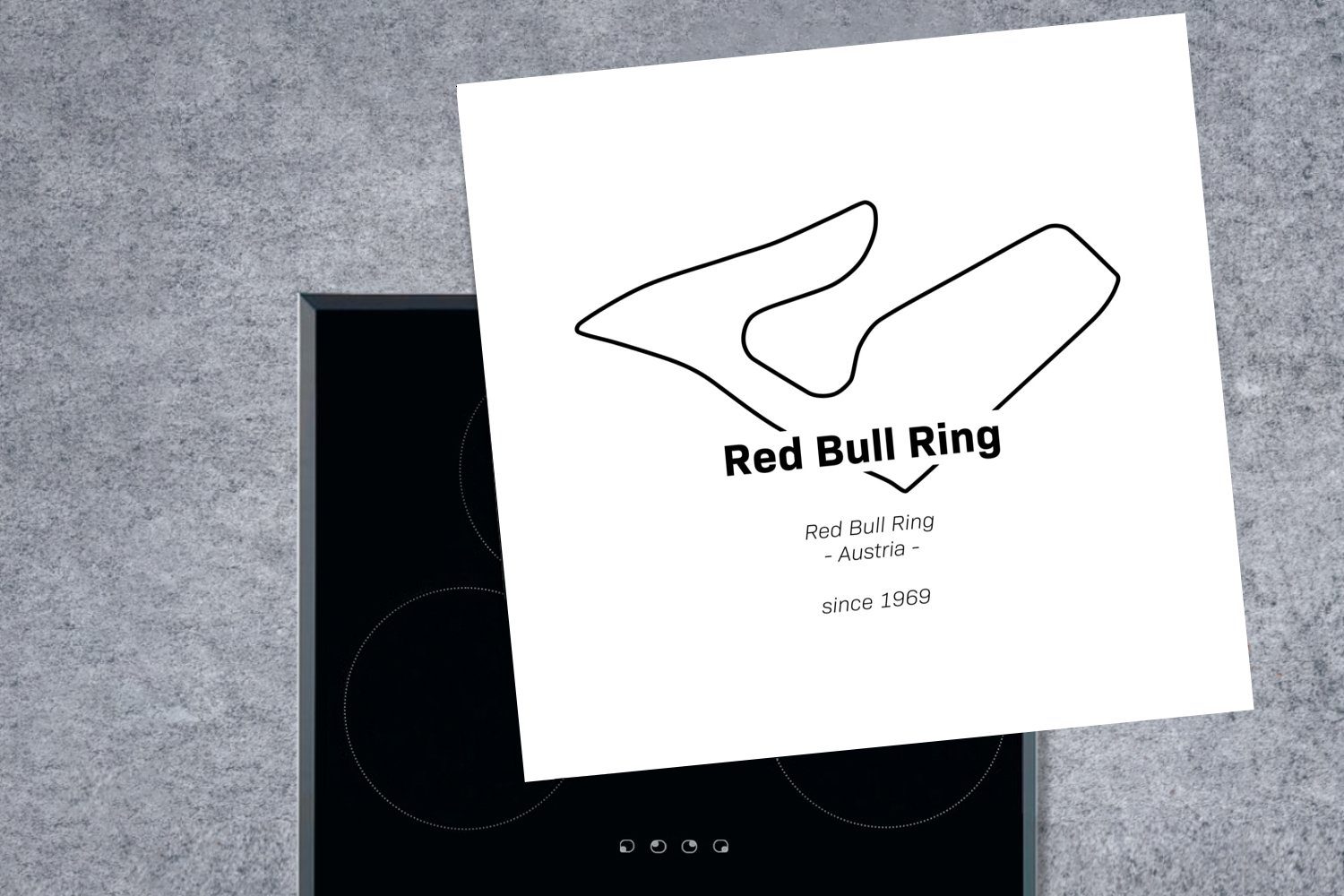 Rennstrecke, Formel - Arbeitsplatte cm, (1 tlg), küche Vinyl, Red für Bull Ceranfeldabdeckung, Herdblende-/Abdeckplatte Ring - 78x78 1 MuchoWow