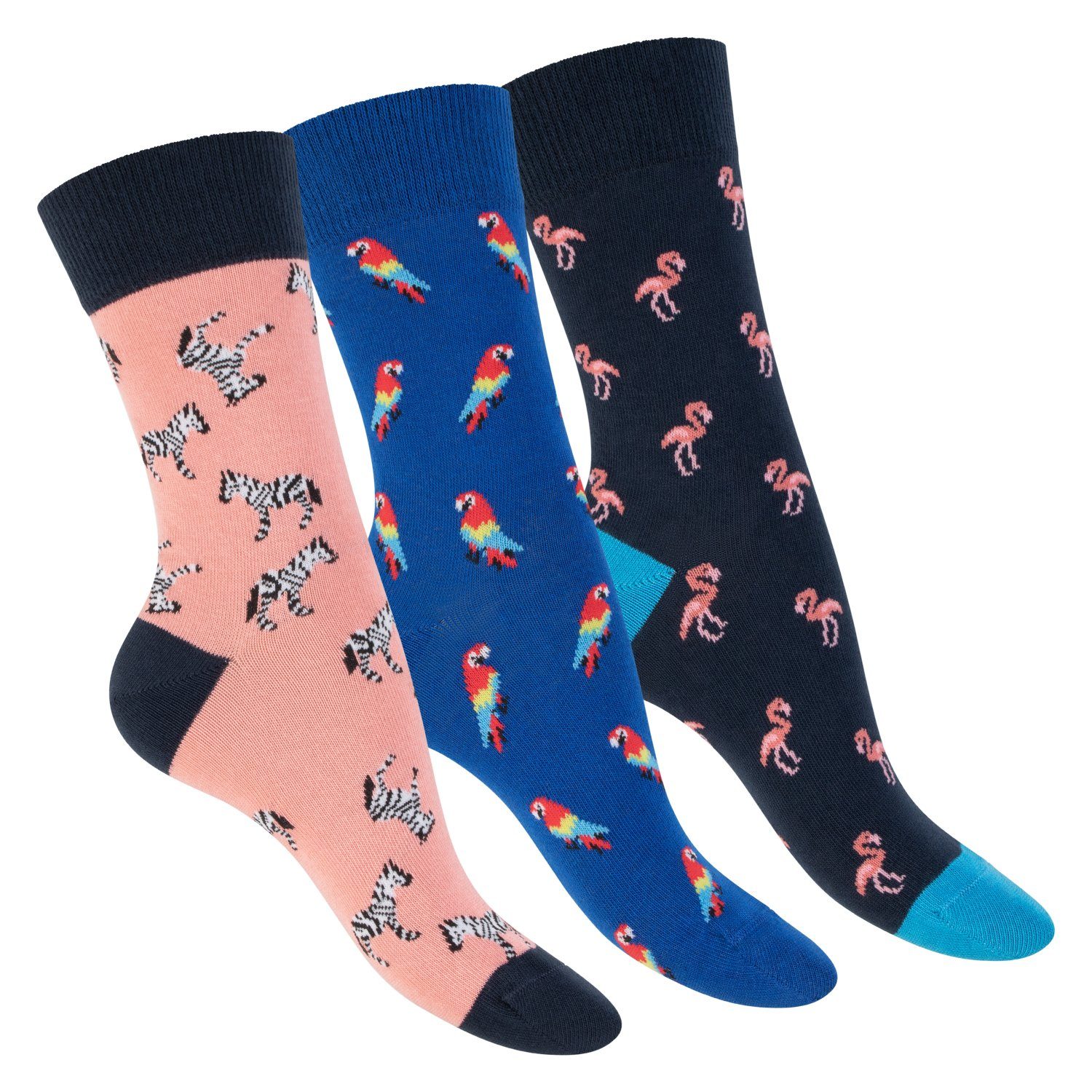Footstar Basicsocken Damen/Herren Socken, Motiv Modische Baumwollsocken Bunte Flamingo