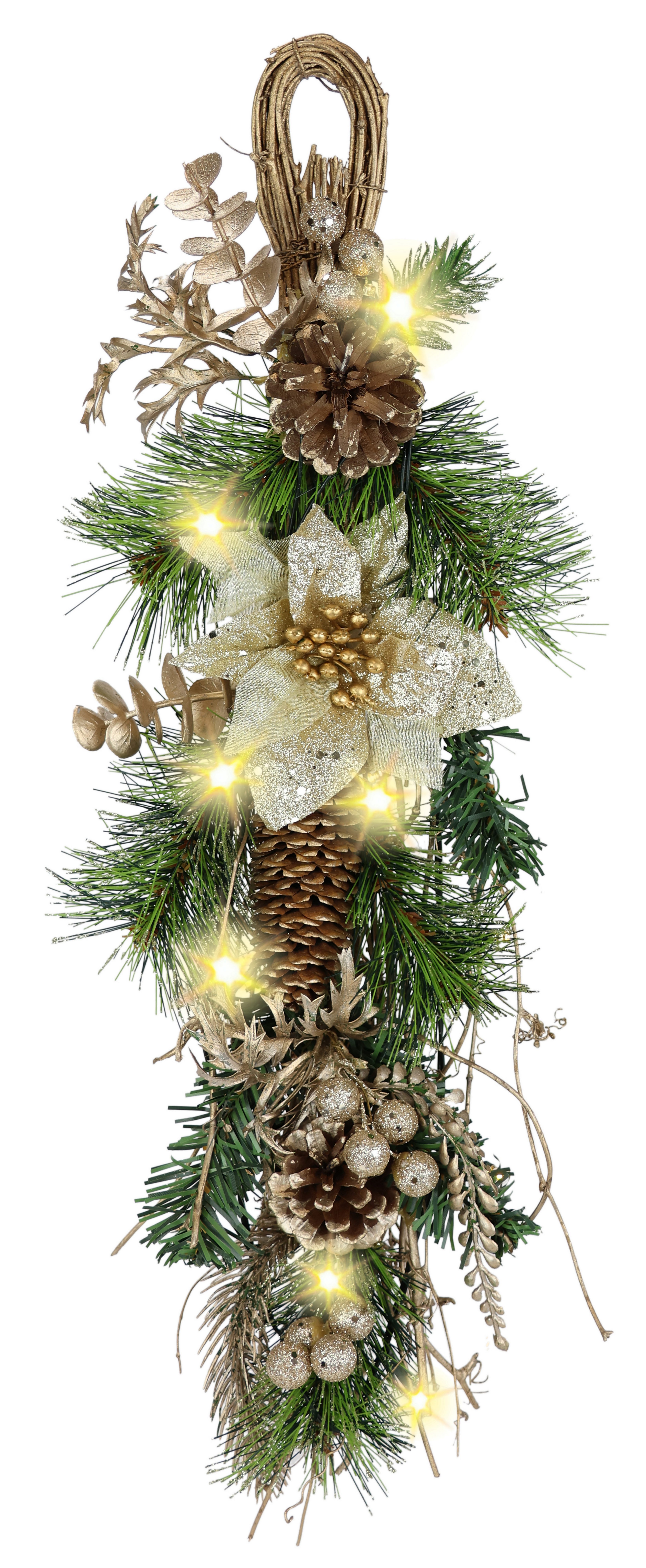 Kunstgirlande Weihnachtsgirlande dekoriert, mit LED-Licht