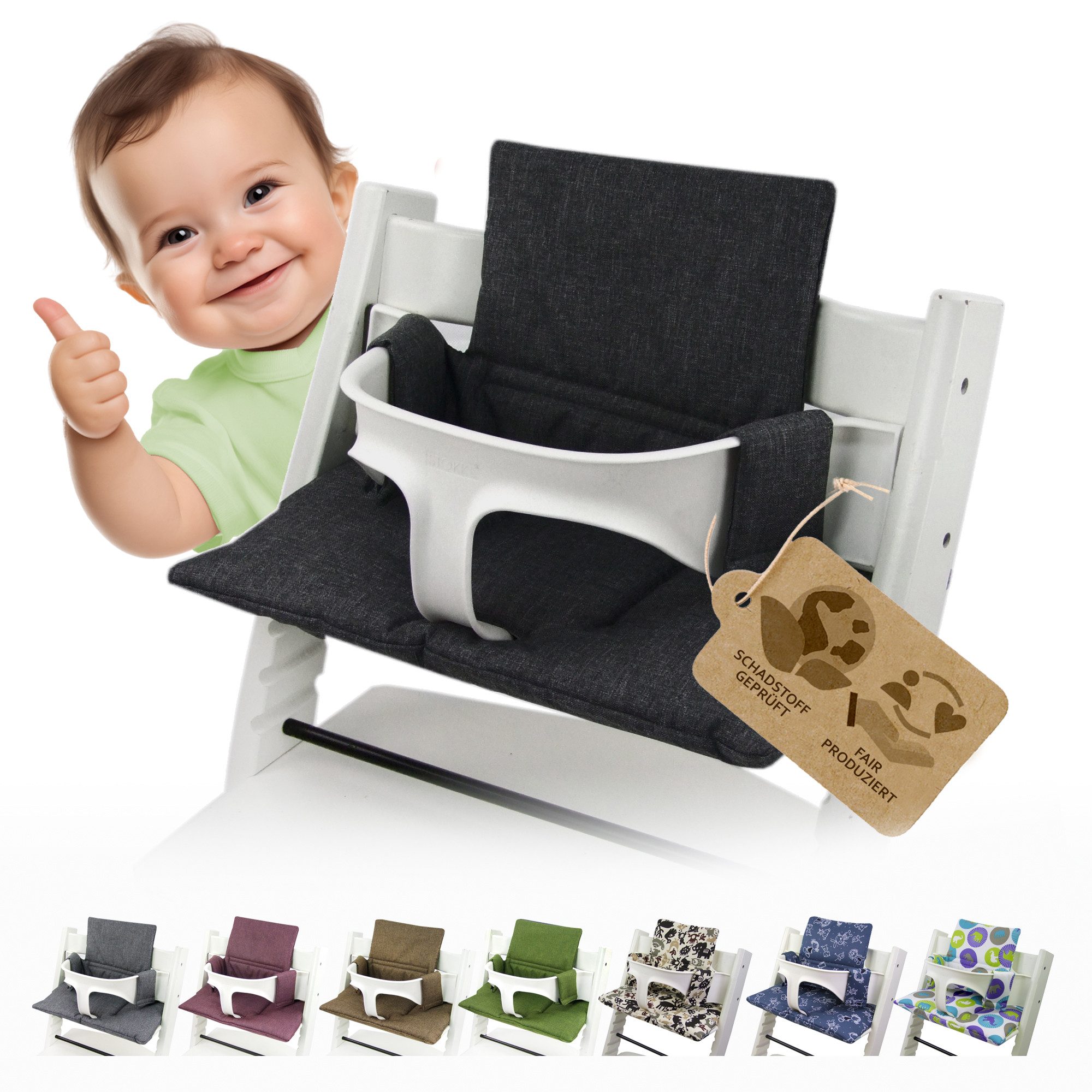 BambiniWelt by Rafael K. Hochstuhlauflage Ersatzbezug Bezug Sitzkissen kompatibel mit Stokke Tripp Trapp Mod. 2