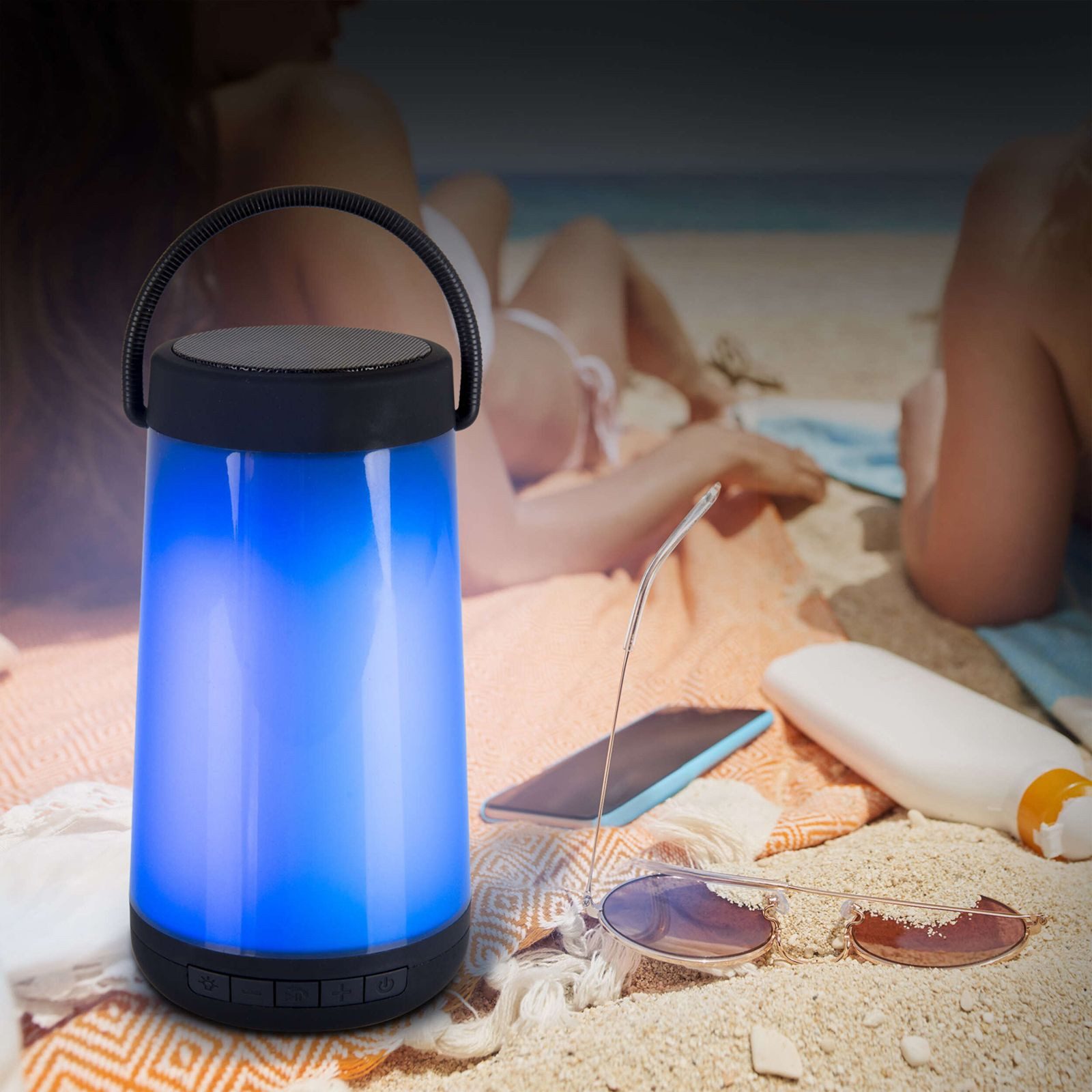 bmf-versand Bluetooth Lautsprecher LED Außenleuchte Akku Tischleuchte Musikbox USB Lautsprecher (Bluetooth, Farbwechsel)