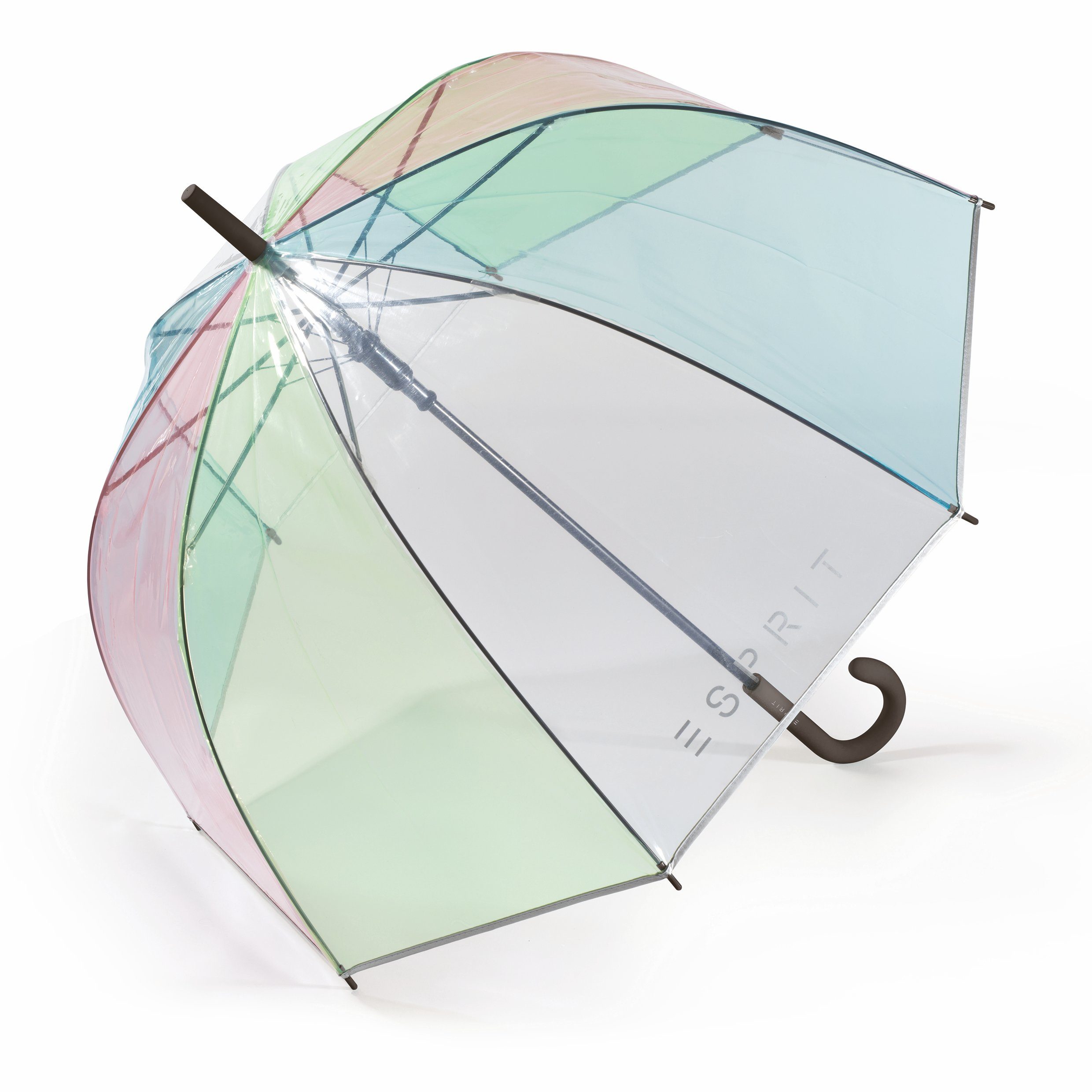 Esprit Stockregenschirm Automatik Regenschirm Glockenschirm durchsichtig, transparent rainbow, verschiedene Grifffarben