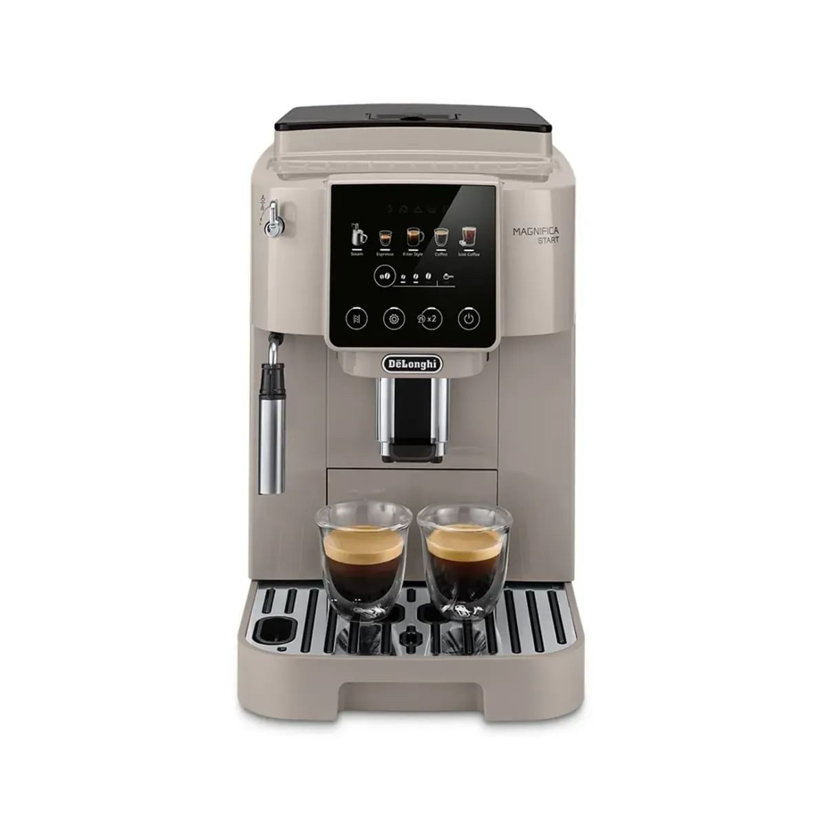 De'Longhi Kaffeevollautomat Magnifica Start Pop ECAM220.50.BG - 5 Rezepte, Milchschaumdüse, beige, Intuitives Touch Bedienfeld, Iced Coffee, einstellbares Aroma