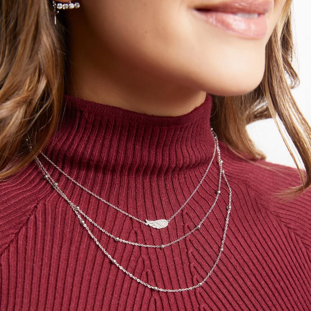 JEWLIX Edelstahlkette Layerdesign in Silber geziert mit Kugeln N5148 günstig online kaufen