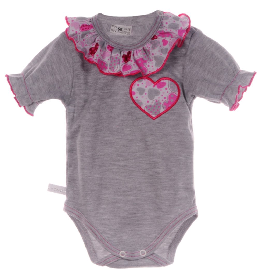 Body Baby Kurzarmbody mit Rüschen Kragen mit Herzchen Muster