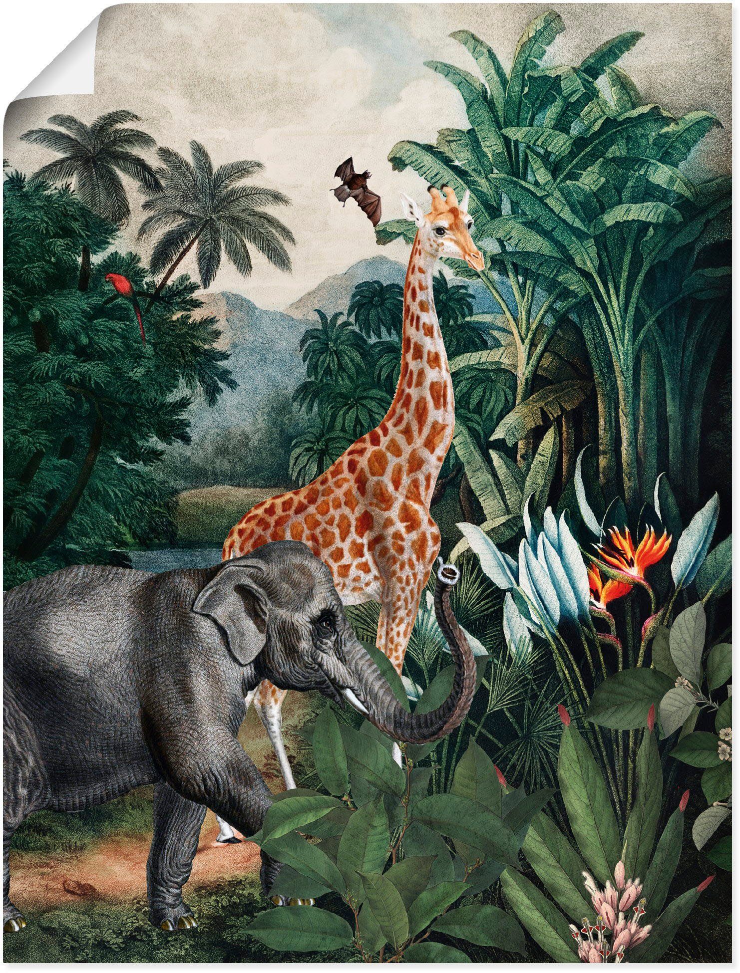 Wandaufkleber (1 oder Artland versch. Größen Dschungel, Alubild, in als Wandbild St), Afrikanischer Leinwandbild, Poster Wildtiere