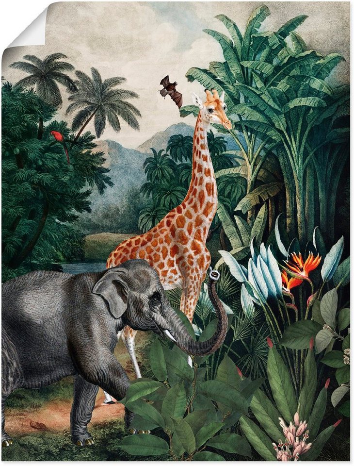Artland Wandbild Afrikanischer Dschungel, Wildtiere (1 St), als Alubild,  Leinwandbild, Wandaufkleber oder Poster in versch. Größen