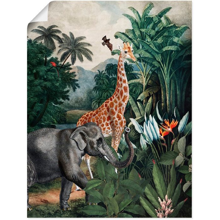 Artland Wandbild Afrikanischer Dschungel Wildtiere (1 St) als Alubild Leinwandbild Wandaufkleber oder Poster in versch. Größen