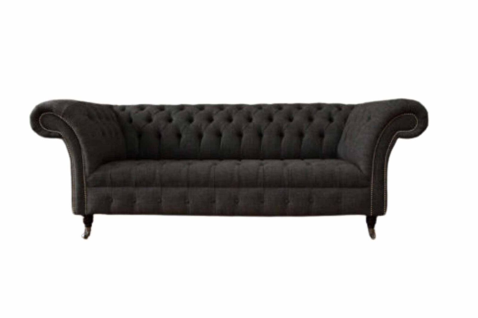 JVmoebel Sofa Grauer Viersitzer Chesterfield Couch Sofa Polster Sofas 4 Sitzer, Made In Europe