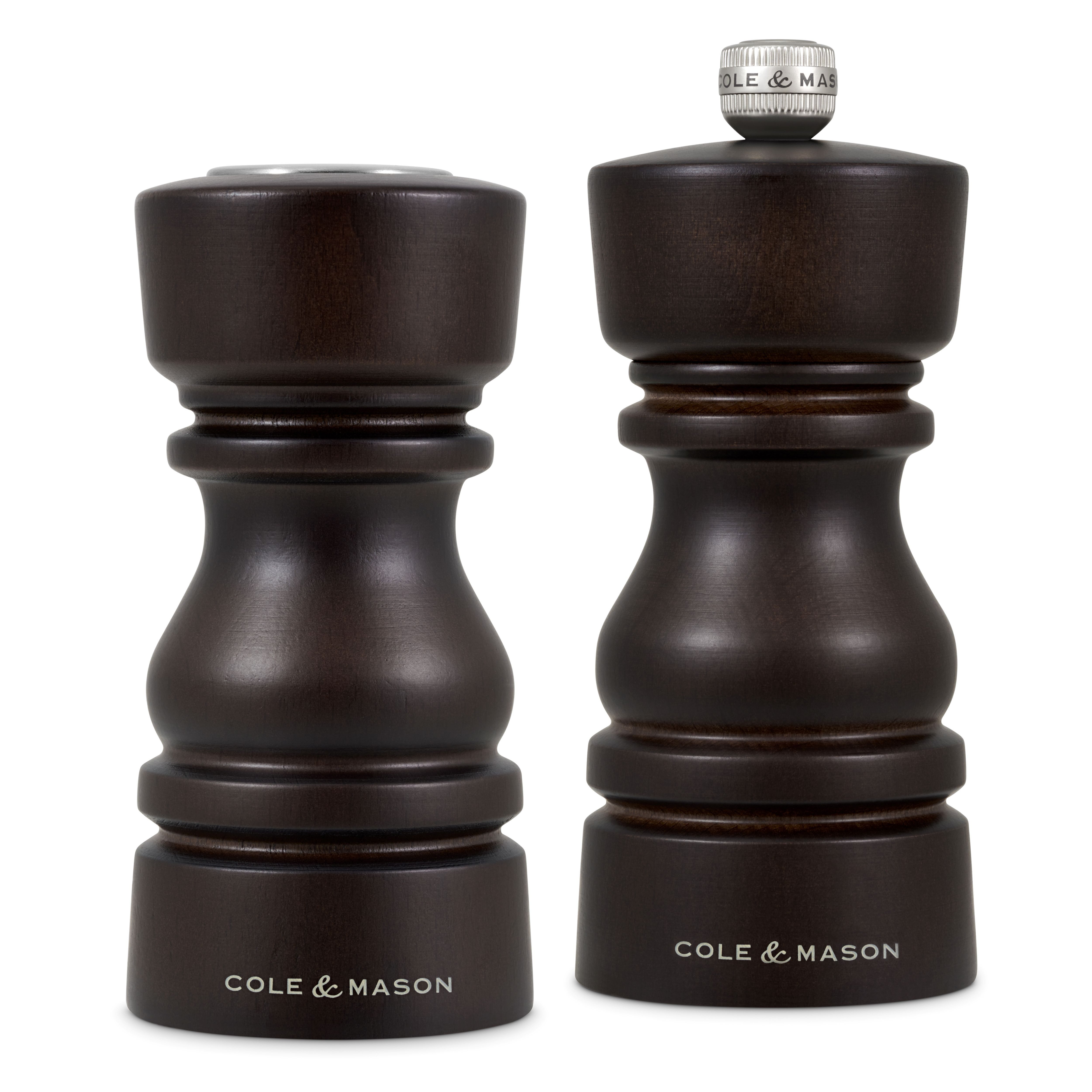 Cole & Mason Salz-/Pfeffermühle und Streuer, aus Buchenholz, 13 cm, Keramikmahlwerk