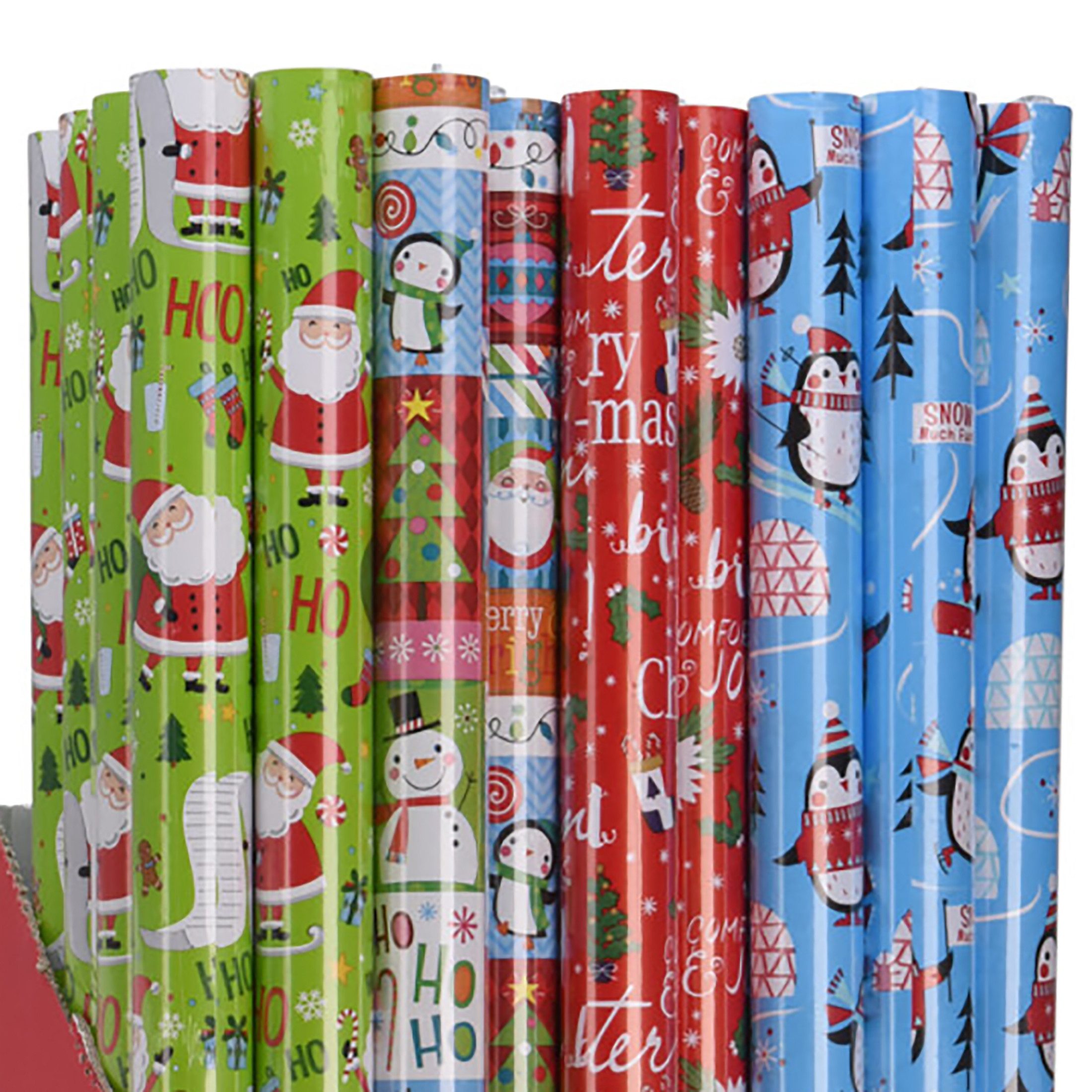 Annastore Geschenkpapier 4 Rollen Geschenkpapier für Weihnachten Weihnachtsgeschenkpapier, Geschenkpapier Weihnachten für Kinder, Pro Rolle 500 x 70 cm