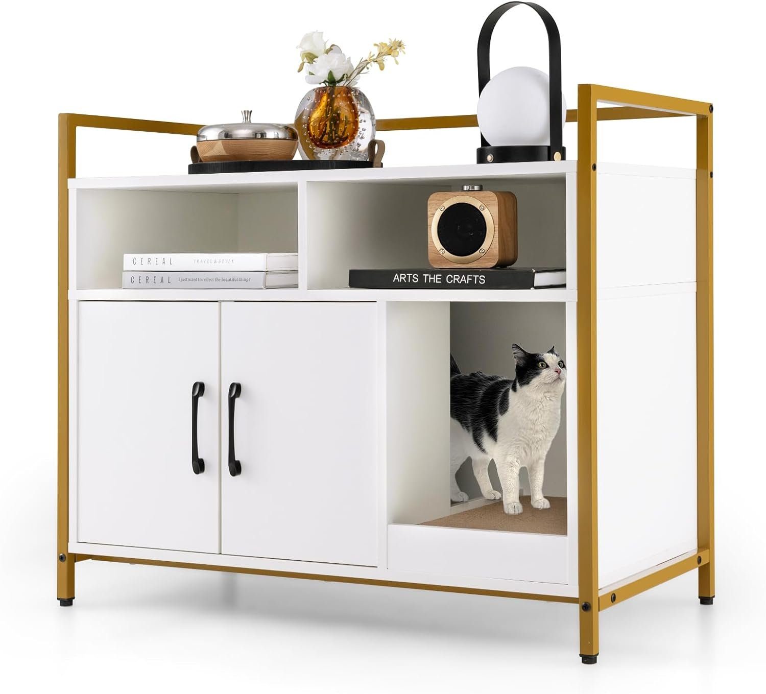 KOMFOTTEU Tierhaus 2 in 1 Katzenschrank günstig online kaufen