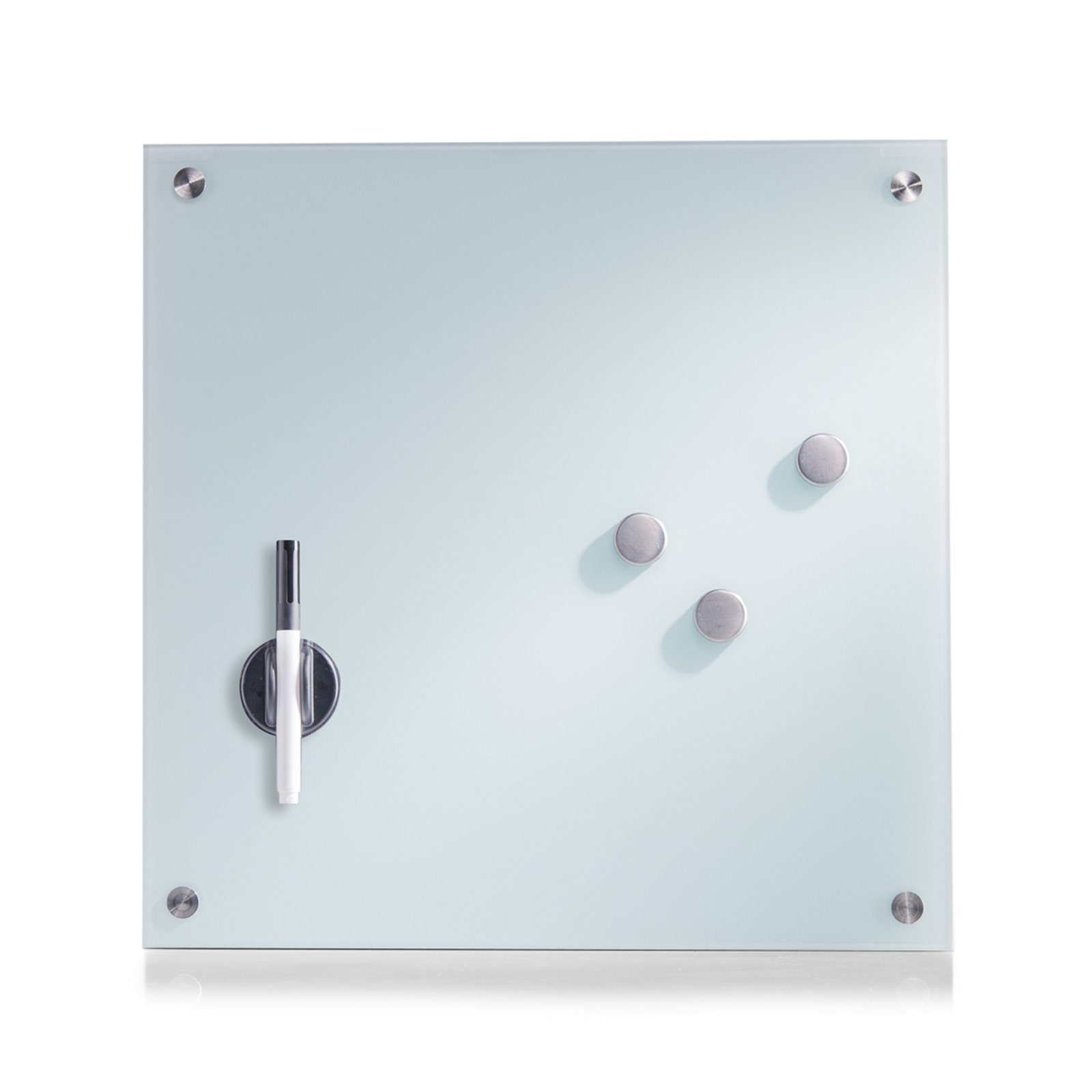 HTI-Living Memoboard Memoboard Glas quadratisch, Pinnwand Magnettafel Magnetboard Schreibtafel Schreibboard Weiss