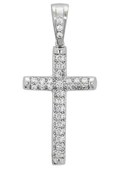 Firetti Kettenanhänger »glänzendes Kreuz, massiv und rhodiniert«, mit Zirkonia