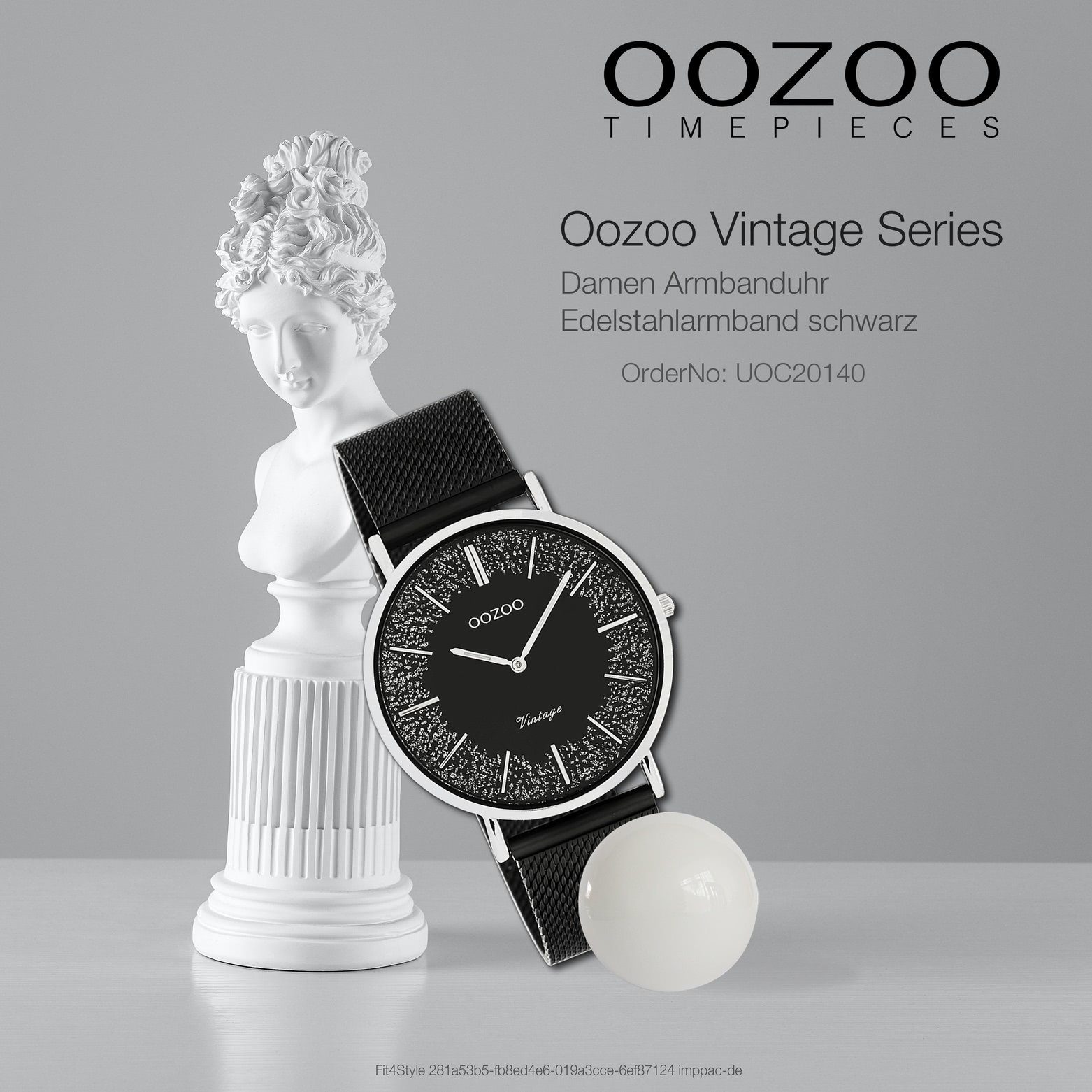 40mm) Armbanduhr Damen groß schwarz Analog, Oozoo (ca. Casual-Style Edelstahlarmband, OOZOO rund, Quarzuhr Damenuhr
