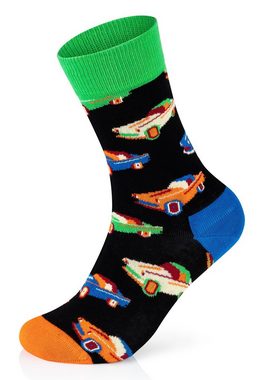 Happy Socks Basicsocken 3-Pack Stripe Big Luck Car gekämmte Baumwolle