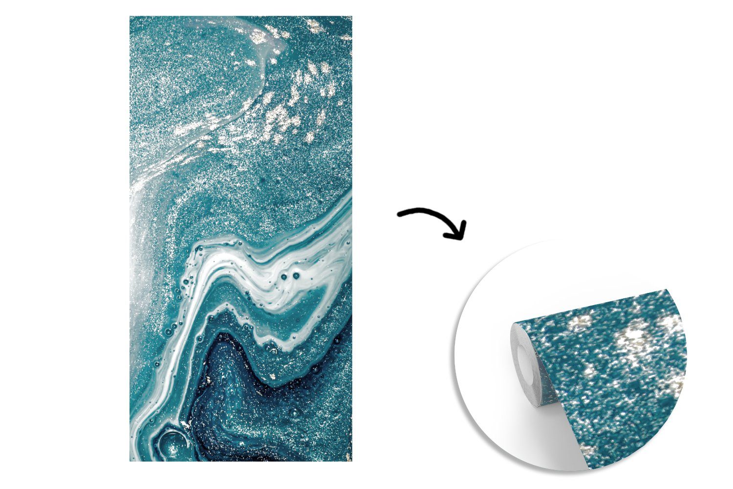Marmor Matt, Natur - Edelsteine Abstrakt, Blau für Fototapete bedruckt, - (2 Fototapete St), Vliestapete Wohnzimmer - MuchoWow Schlafzimmer Küche, -