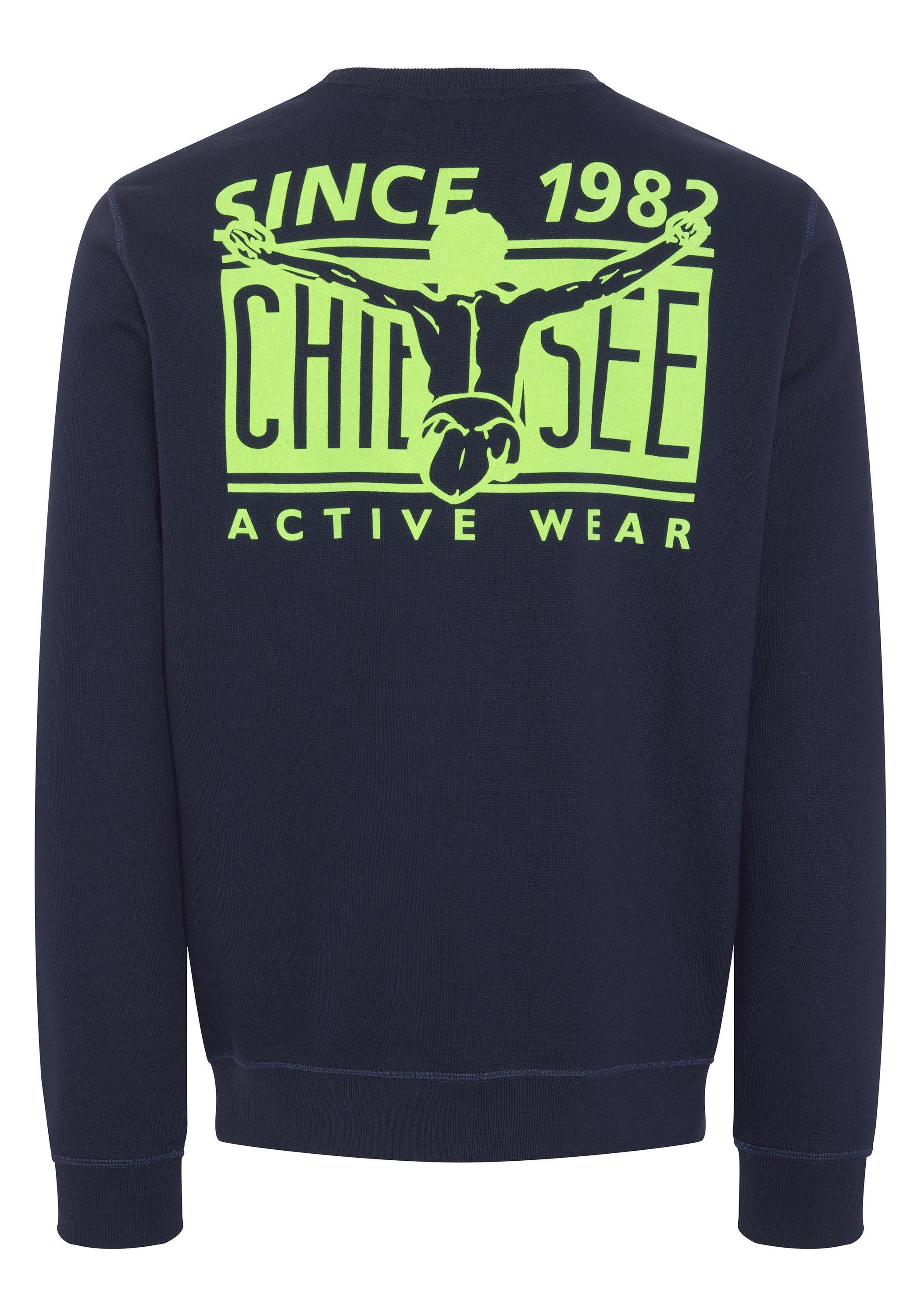 Sweatshirt Logo-Print mit Baumwollmix 1 blau Chiemsee aus dunkel Sweatshirt