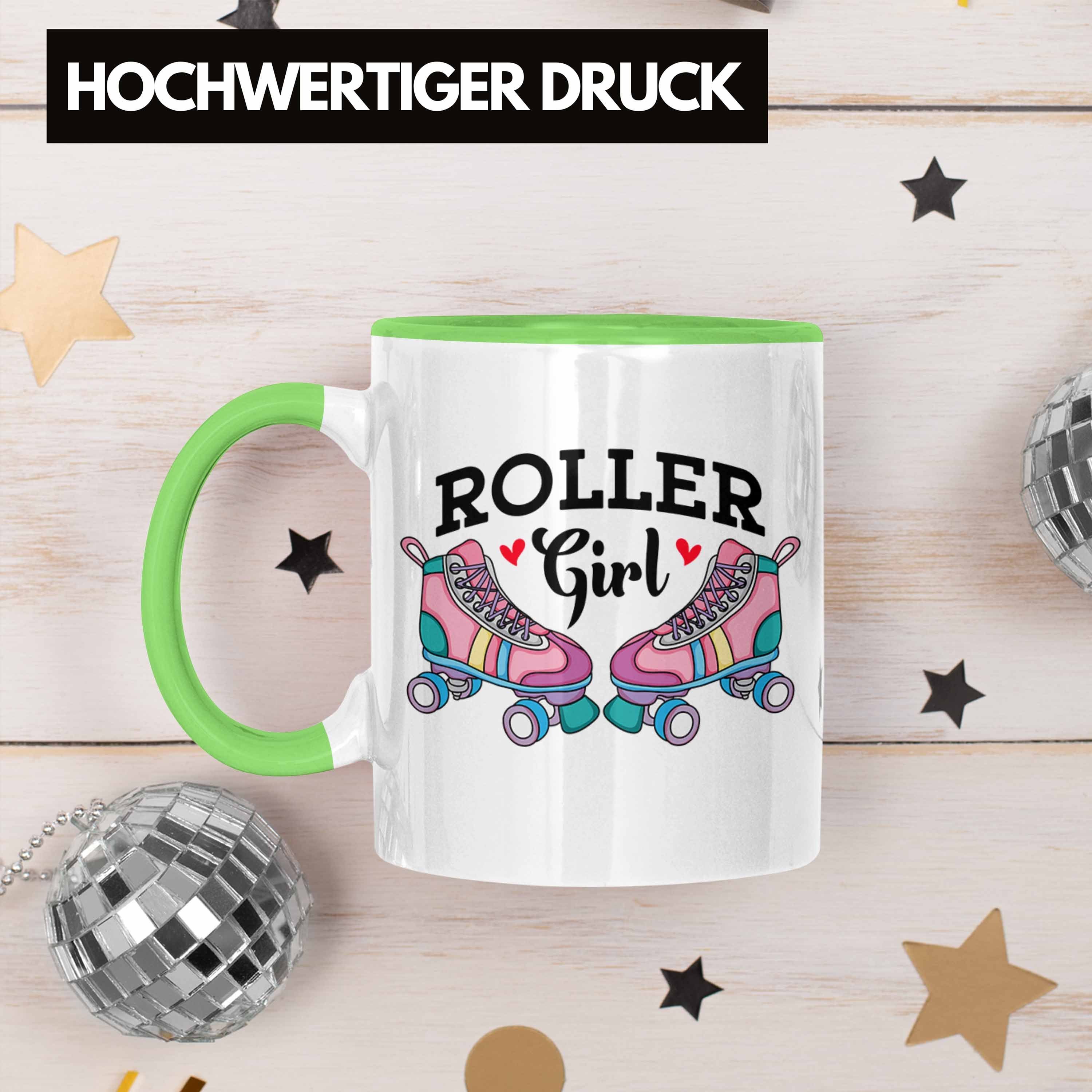 Trendation Tasse Girl" "Roller Grün für Rollschuh Tasse Geschenk Roller Girls 80er Nostalgie