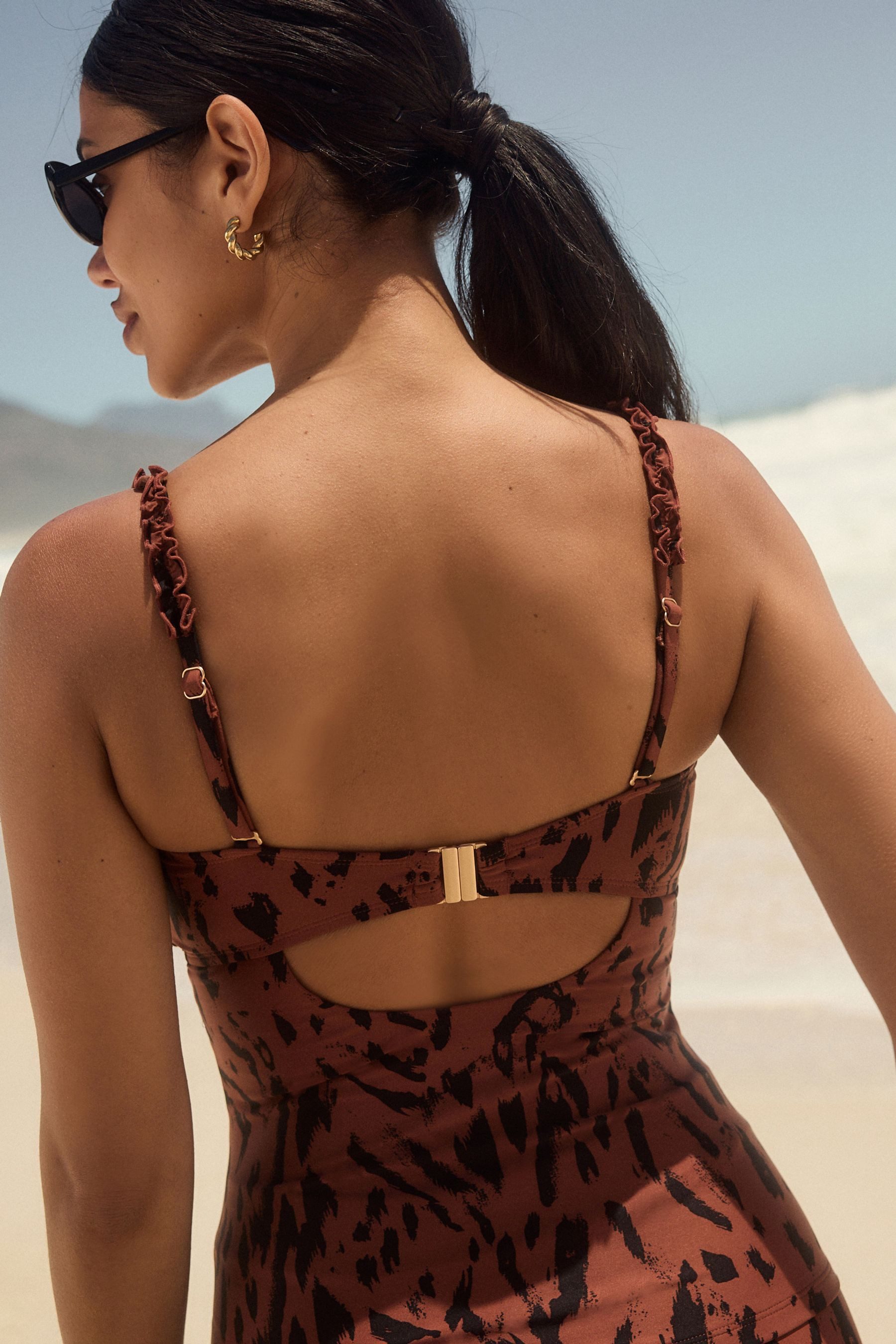 Next Tankini-Top Bauchformender Bandeau-Tankini mit Raffdetails günstig online kaufen