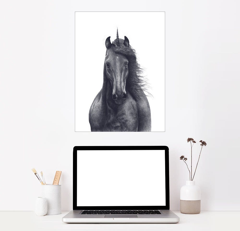 Posterlounge Wandbild Schwarzes Einhorn Premium Druck Auf Fotopapier Online Kaufen Otto