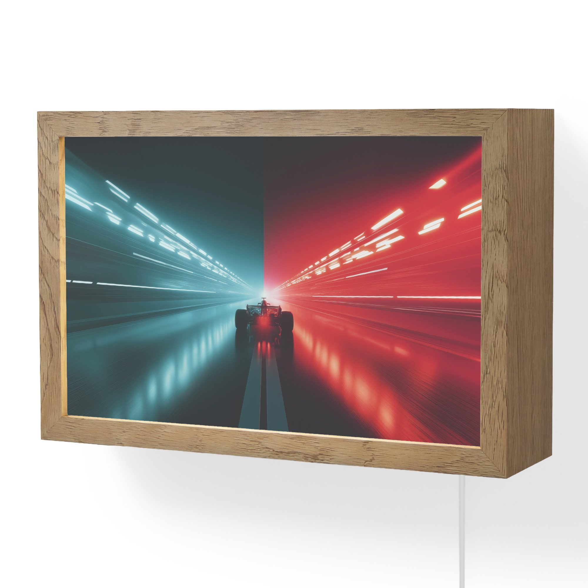 OnlyWow Wandleuchte Lightbox Rennwagen - Rot - Blau - Geschwindigkeit - Jungen, Dimmbar, Farbwechsel, LED, Warmweiß, Kaltweiß, Neutralweiß Einstellbar, Wandlampe Innen, Dimmbar, mit Kabel, LED, Modern, Schlafzimmer