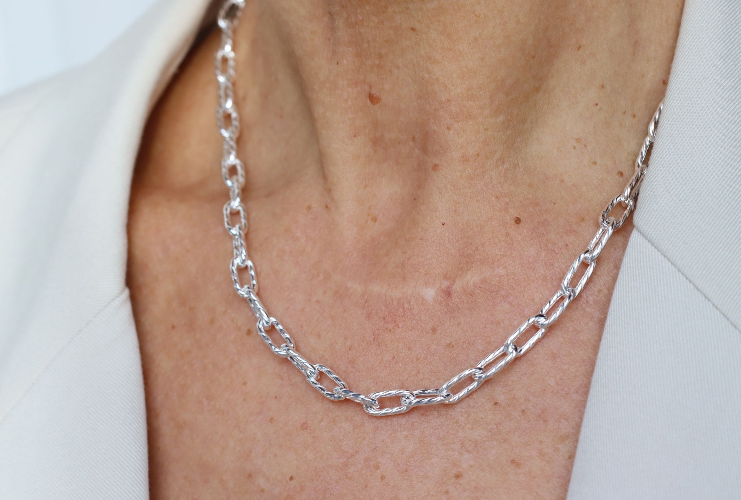 SILBERMOOS Gliederkette Geschliffene Paperclip-Kette in Kordel-Optik, günstig online kaufen