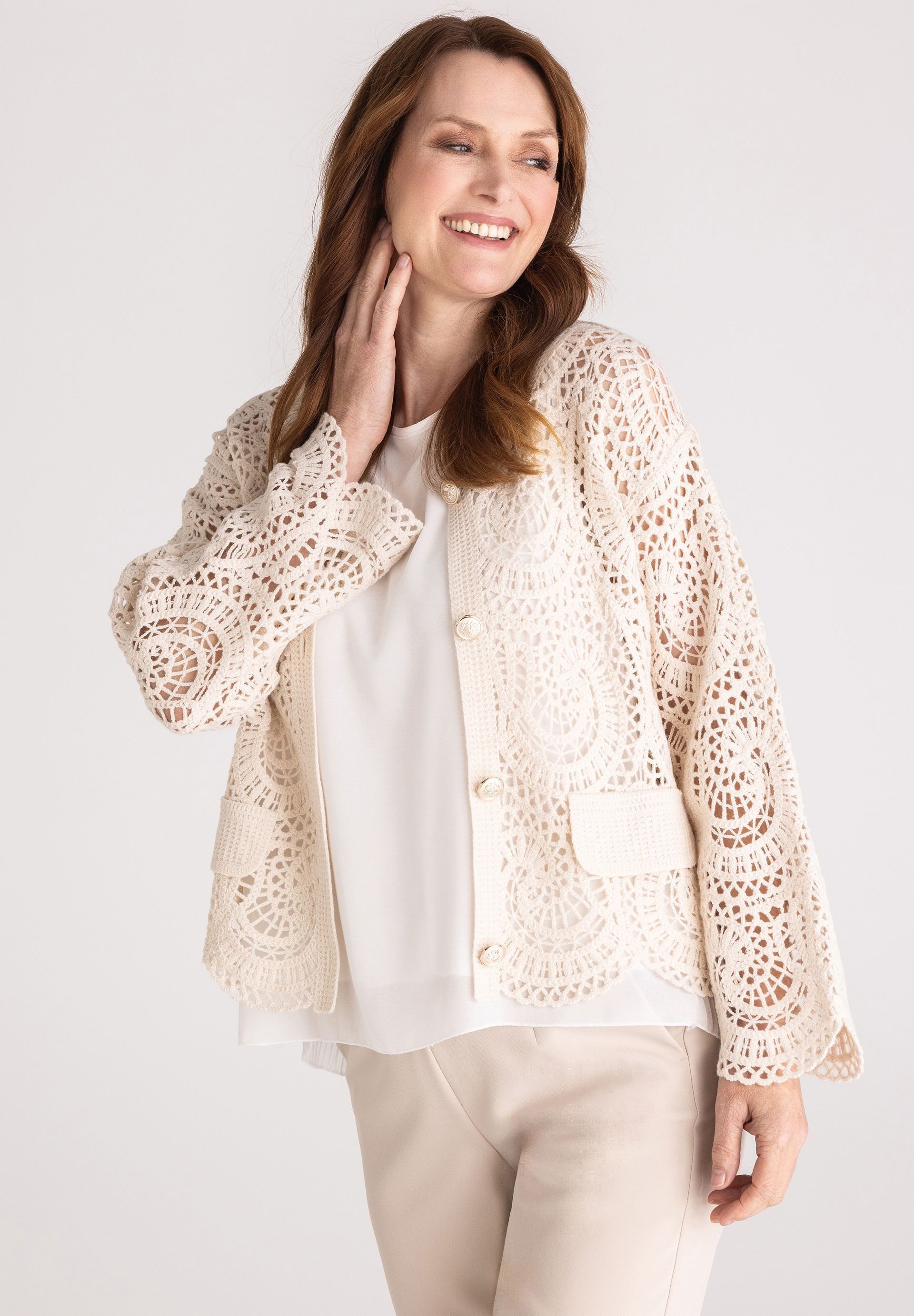 FRANK WALDER Cardigan mit edlen Knöpfen