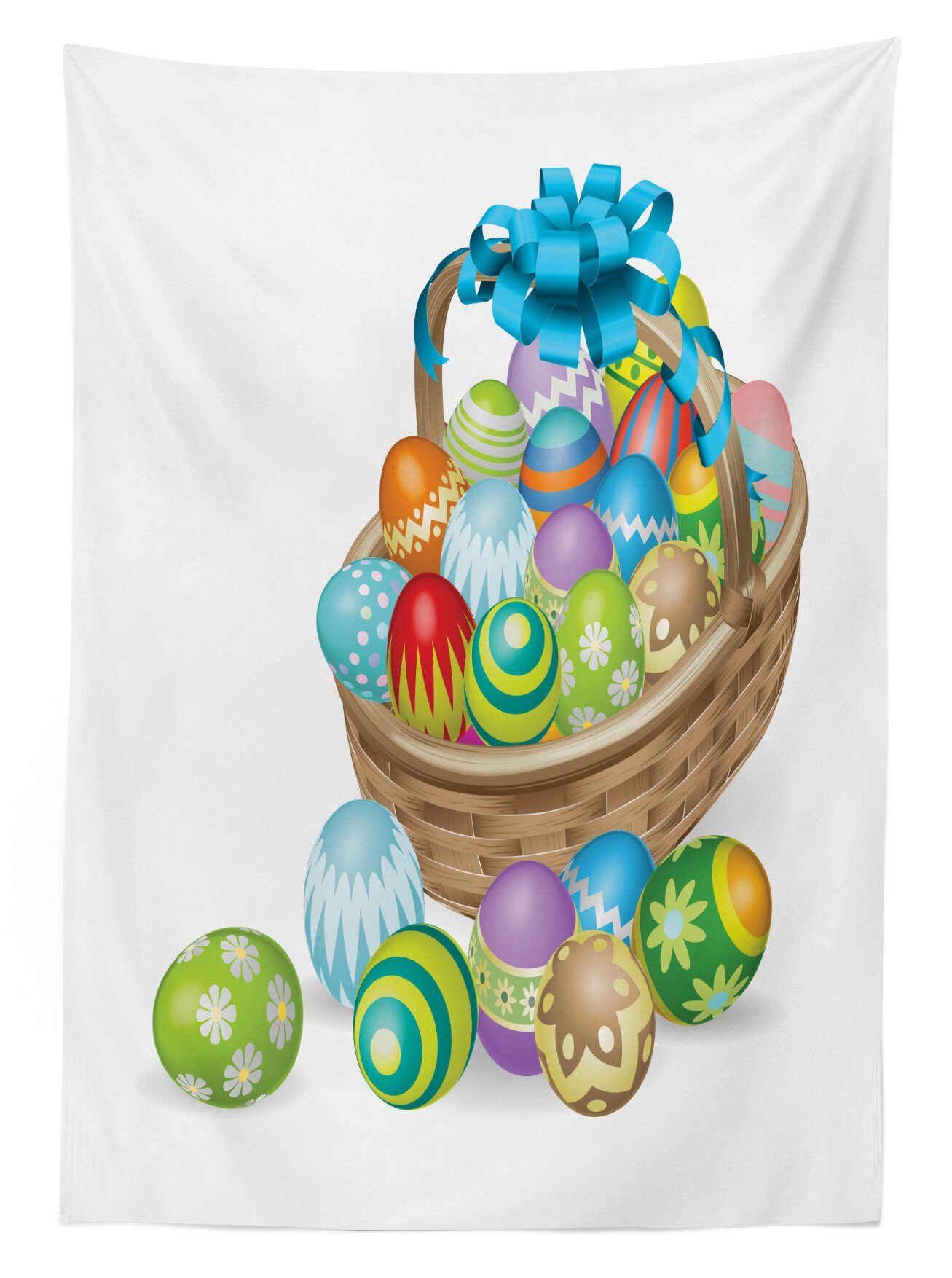 Korb Tischdecke Waschbar Klare Ostern Abakuhaus Außen Bereich geeignet Für Farben, mit bunten Eiern den Farbfest