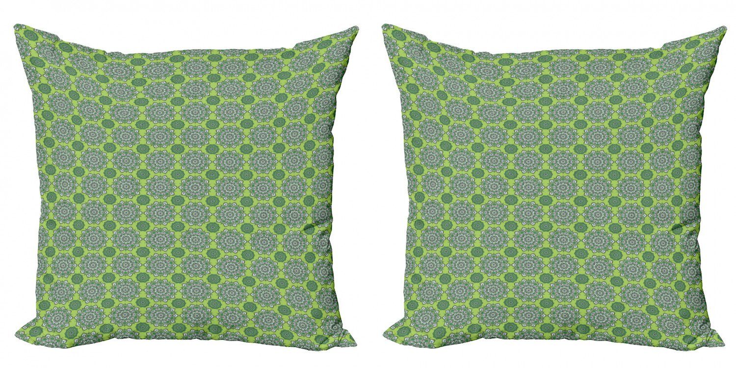 Kissenbezüge Modern Accent Doppelseitiger Digitaldruck, Abakuhaus (2 Stück), Lime Green marokkanische Mandala